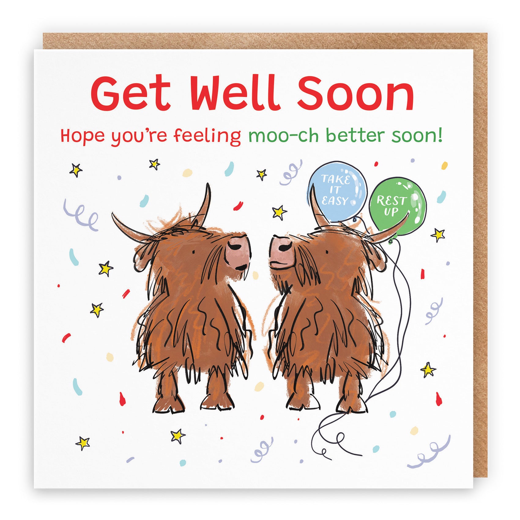 Get Well Card Highland Cows Animal Party - Default Title (RM00788)