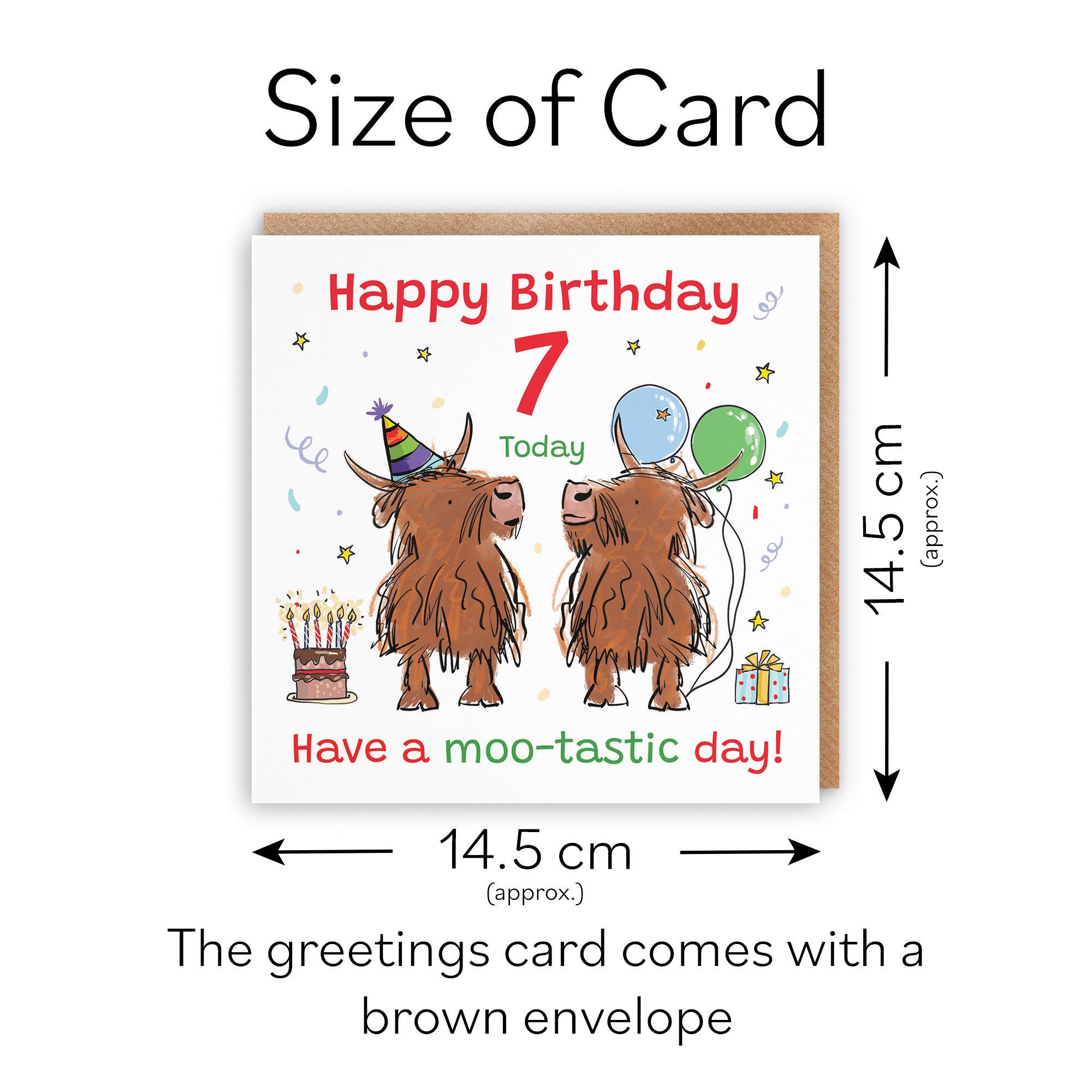 7th Birthday Card Highland Cows Animal Party - Default Title (RM00790)