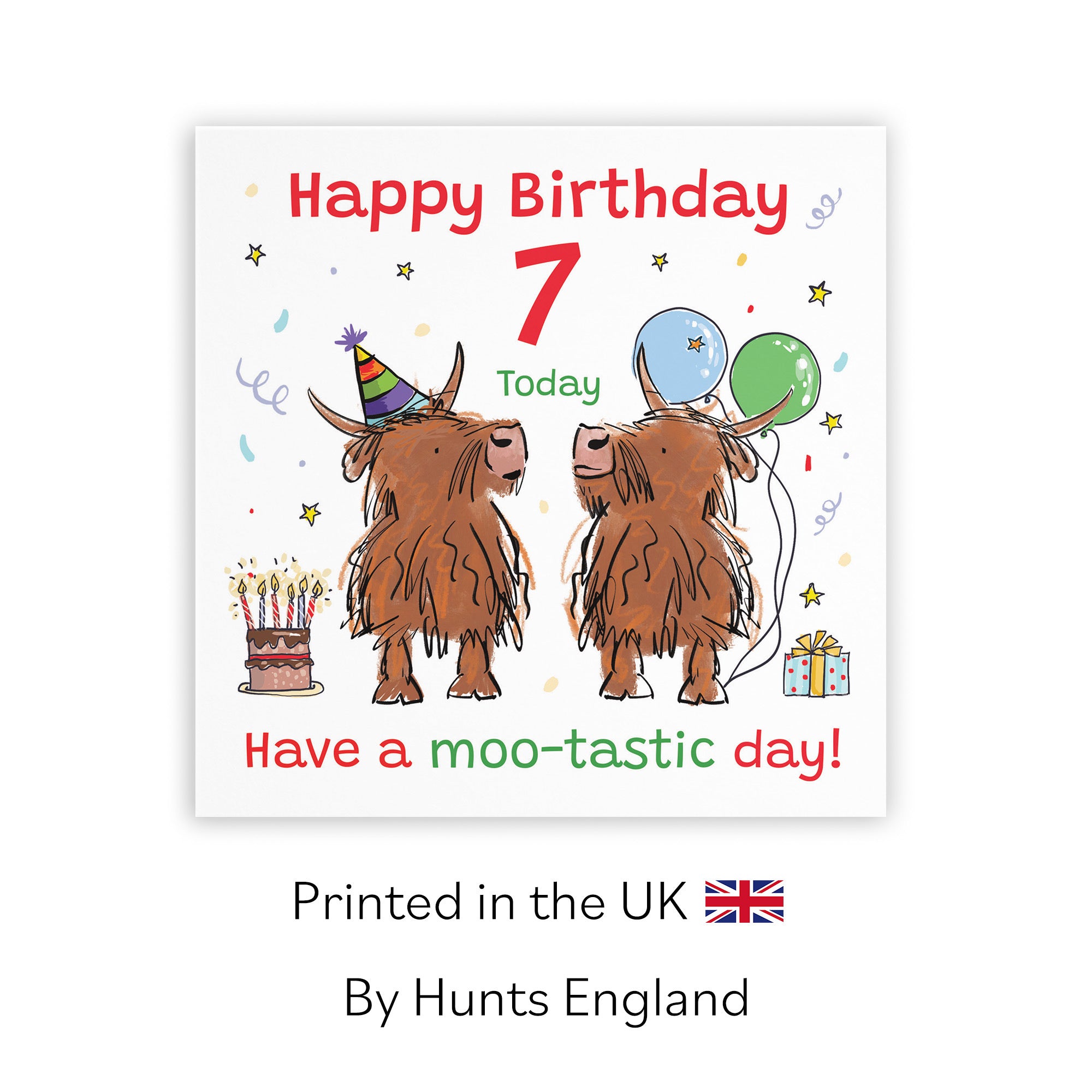 7th Birthday Card Highland Cows Animal Party - Default Title (RM00790)