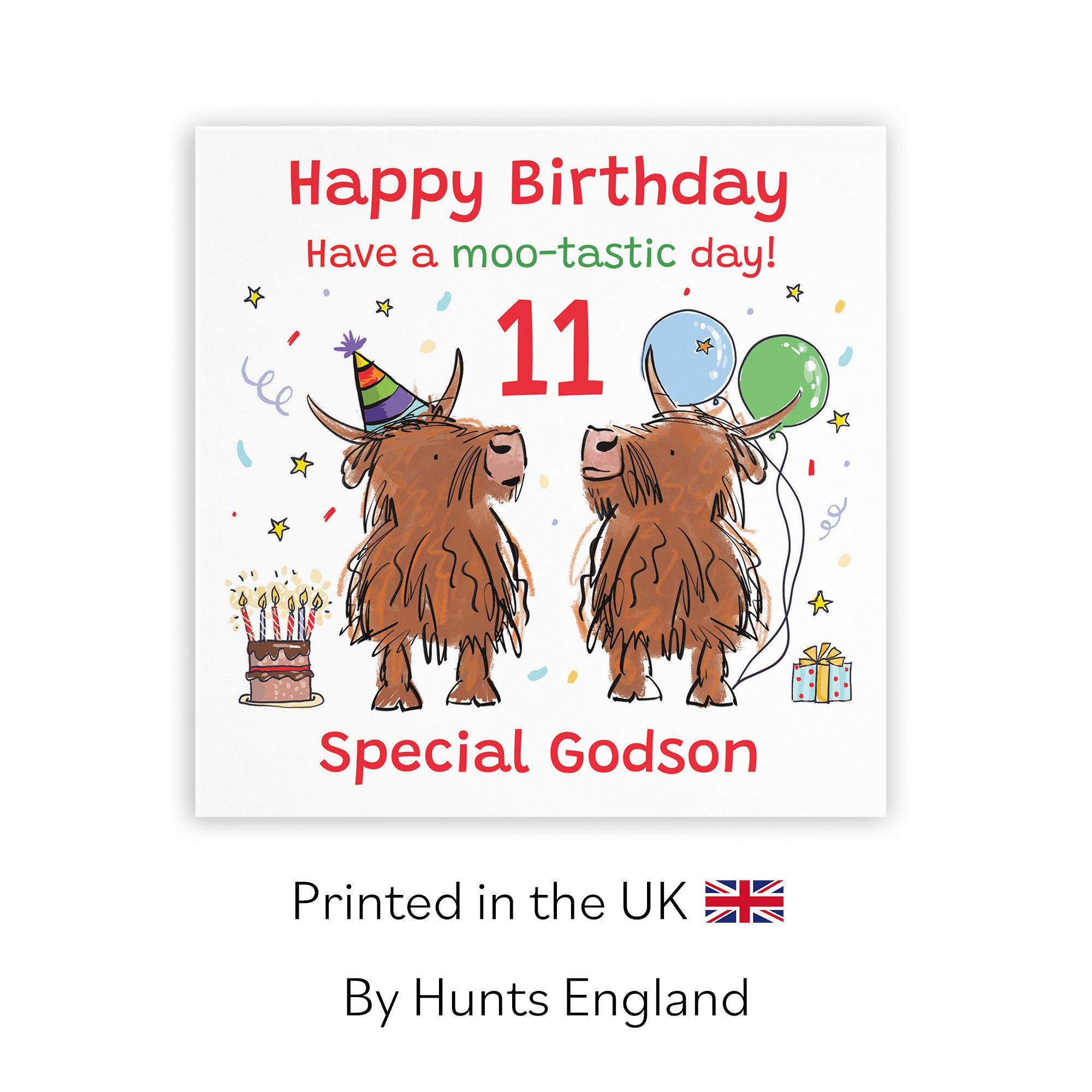 11th Godson Birthday Card Highland Cows Animal Party - Default Title (RM00791)