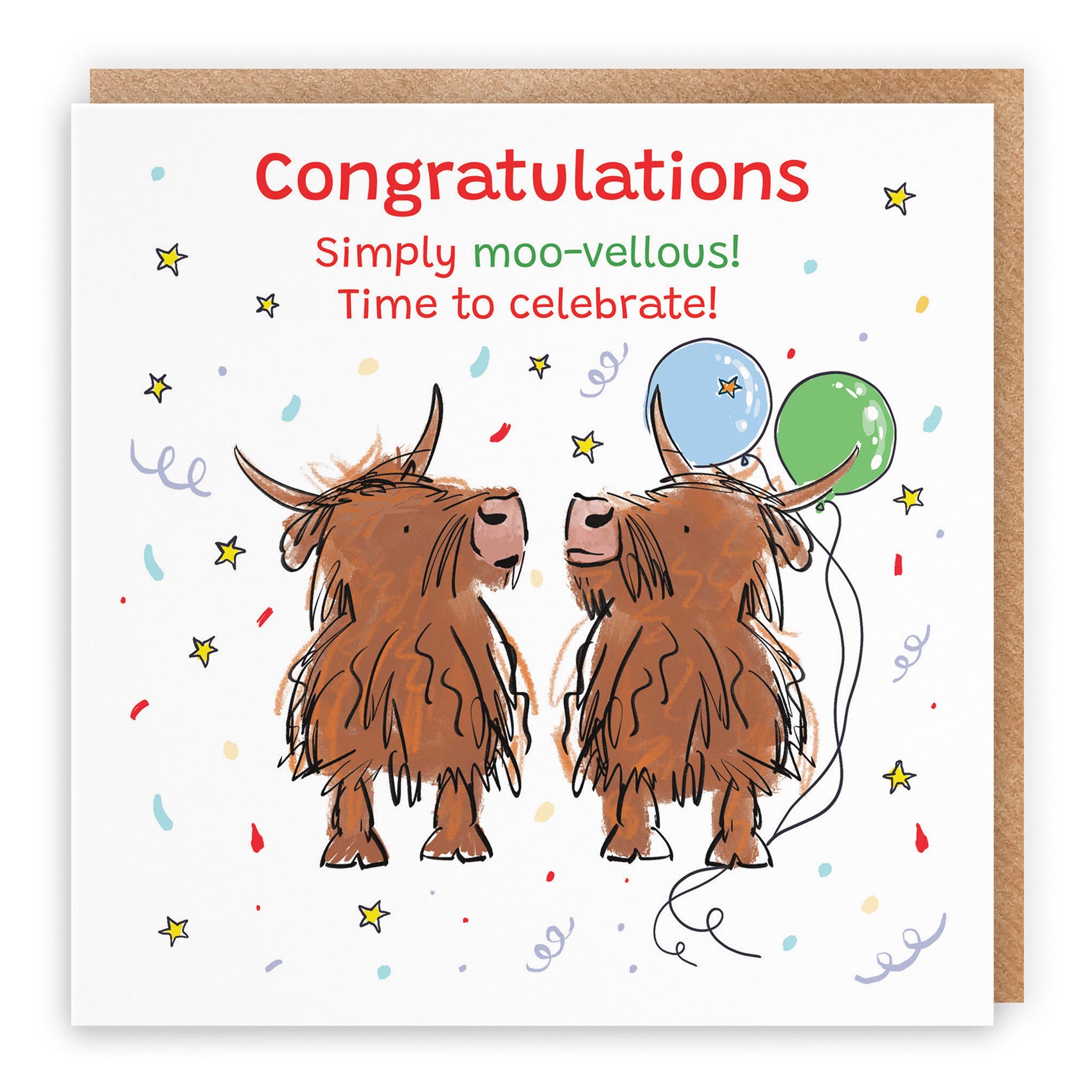 Congratulations Card Highland Cows Animal Party - Default Title (RM00794)