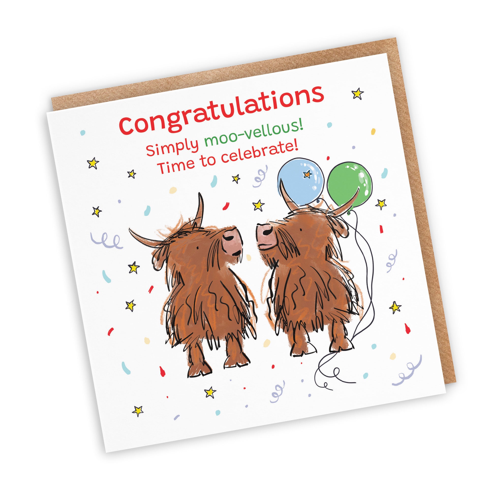 Congratulations Card Highland Cows Animal Party - Default Title (RM00794)