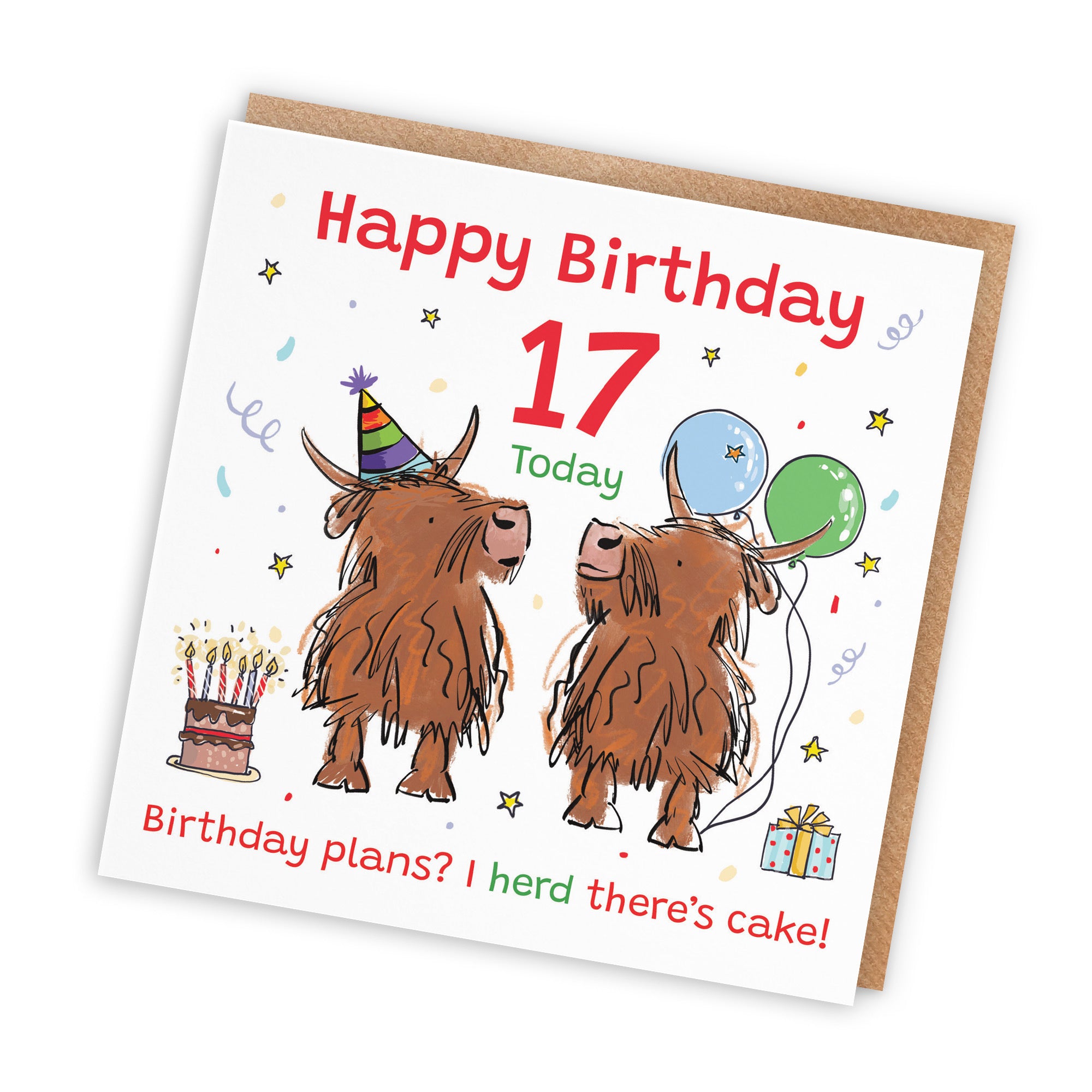17th Birthday Card Highland Cows Animal Party - Default Title (RM00795)