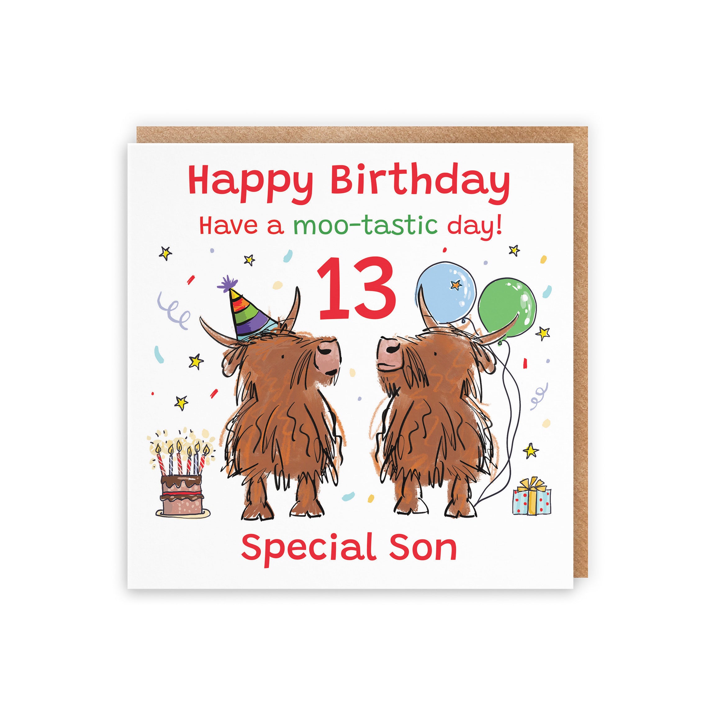 13th Son Birthday Card Highland Cows Animal Party - Default Title (RM00797)
