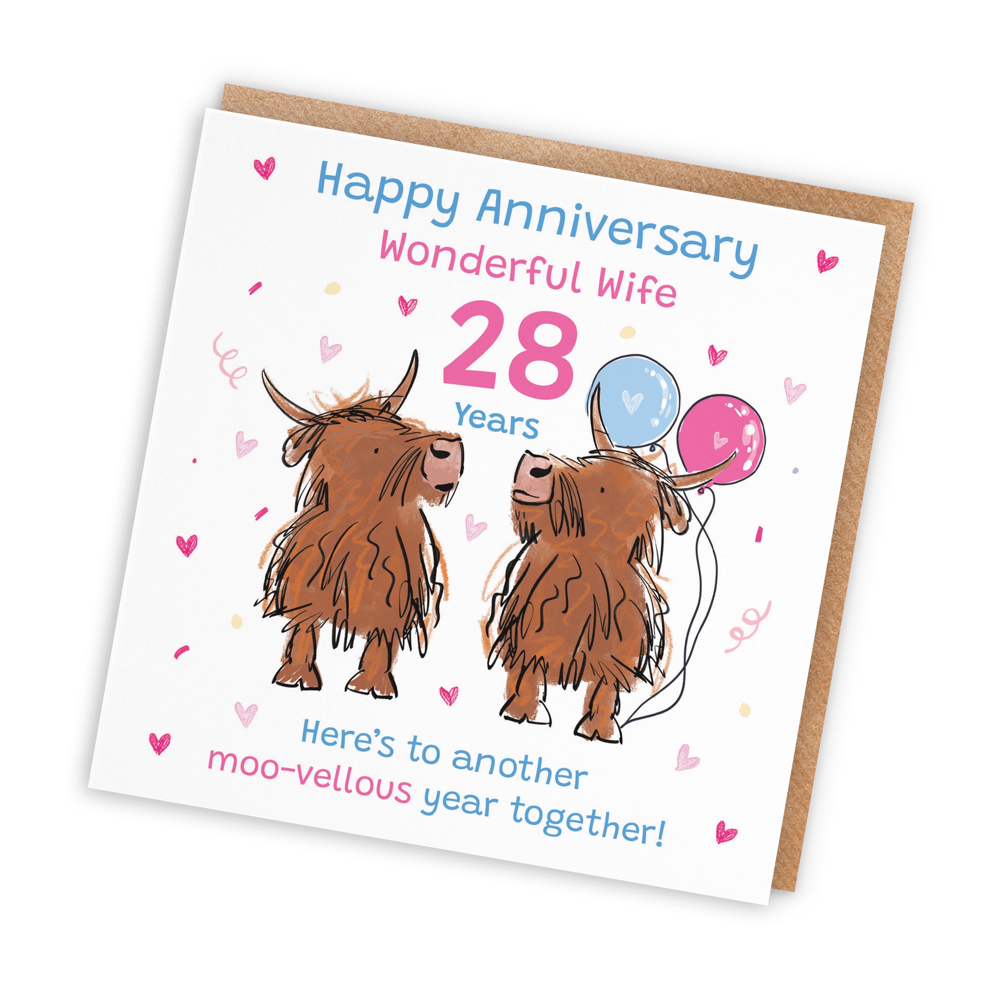 28th Wife Anniversary Card Highland Cows Animal Party - Default Title (RM00800)