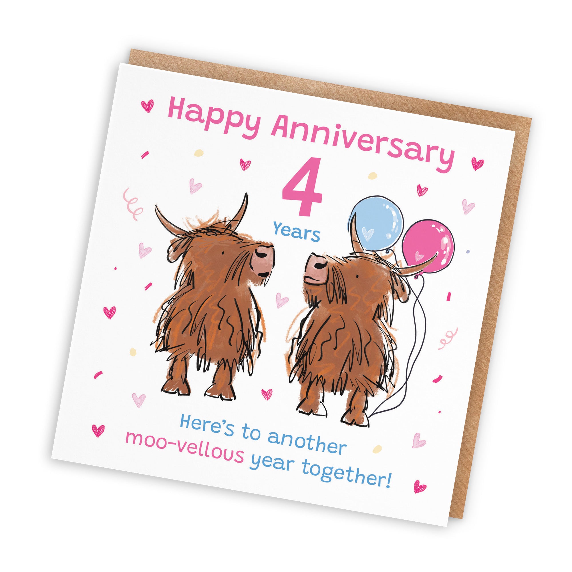 4th Anniversary Card Highland Cows Animal Party - Default Title (RM00801)