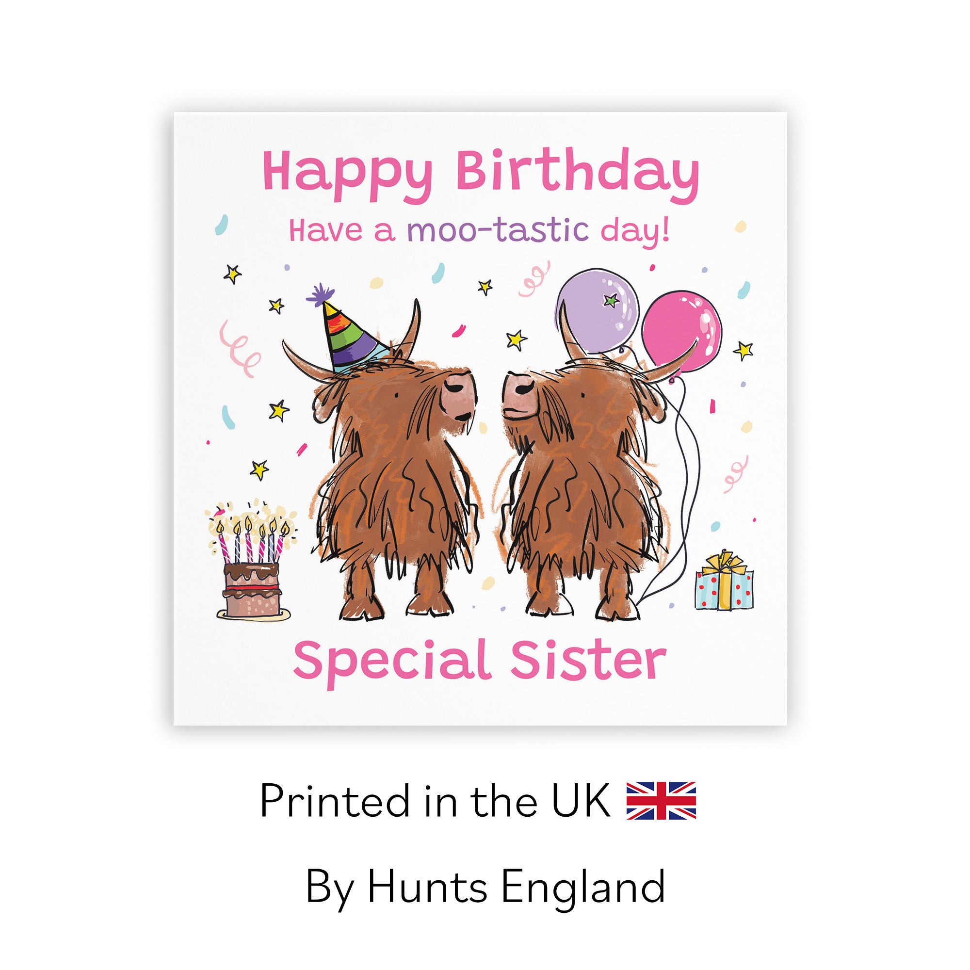Sister Birthday Card Highland Cows Animal Party - Default Title (RM00802)