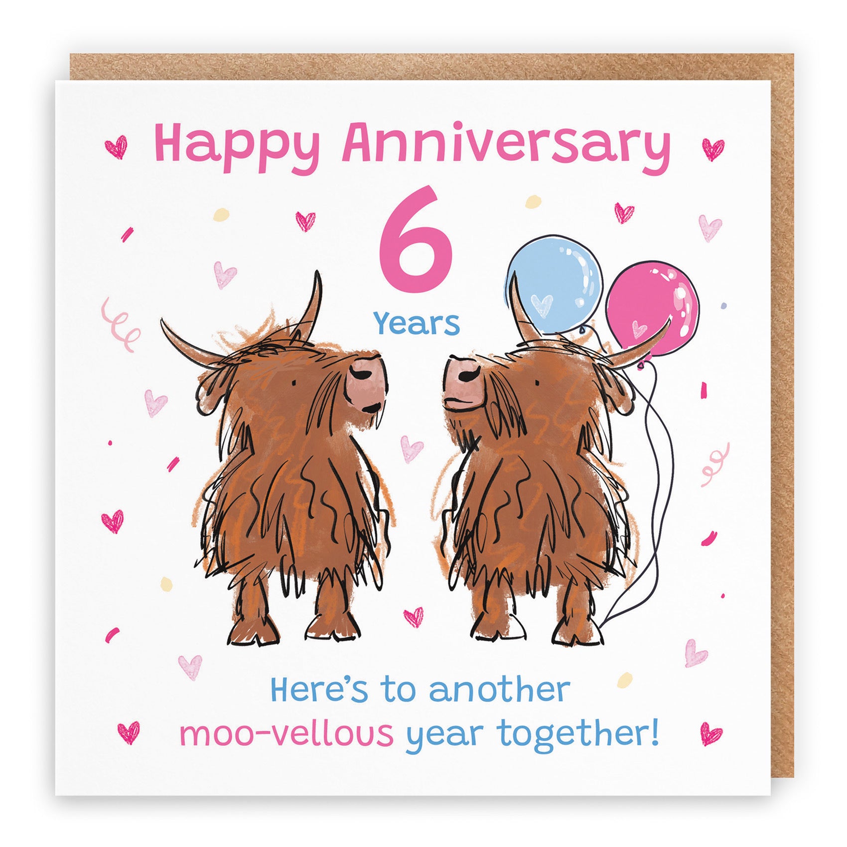 6th Anniversary Card Highland Cows Animal Party - Default Title (RM00803)