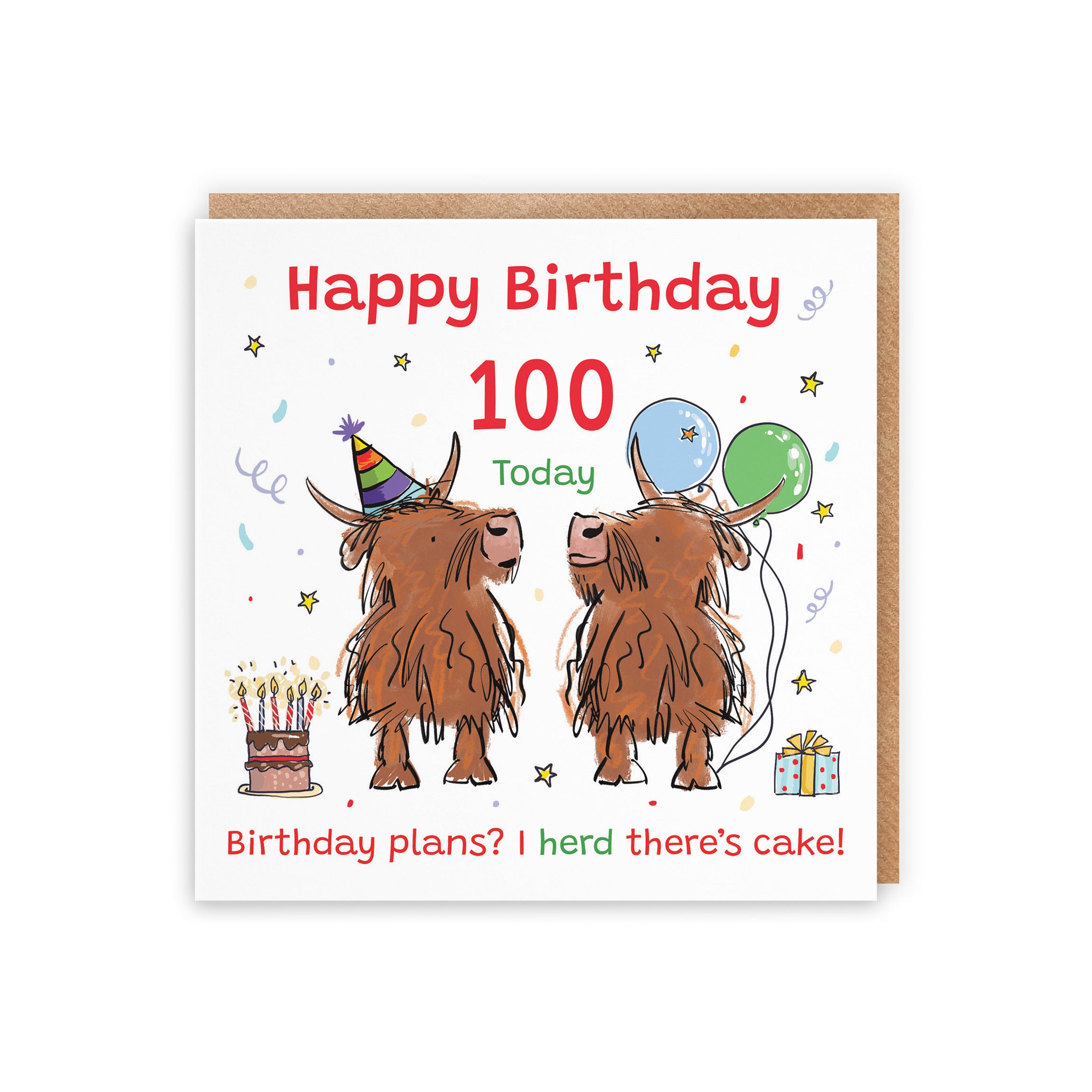 100th Birthday Card Highland Cows Animal Party - Default Title (RM00805)