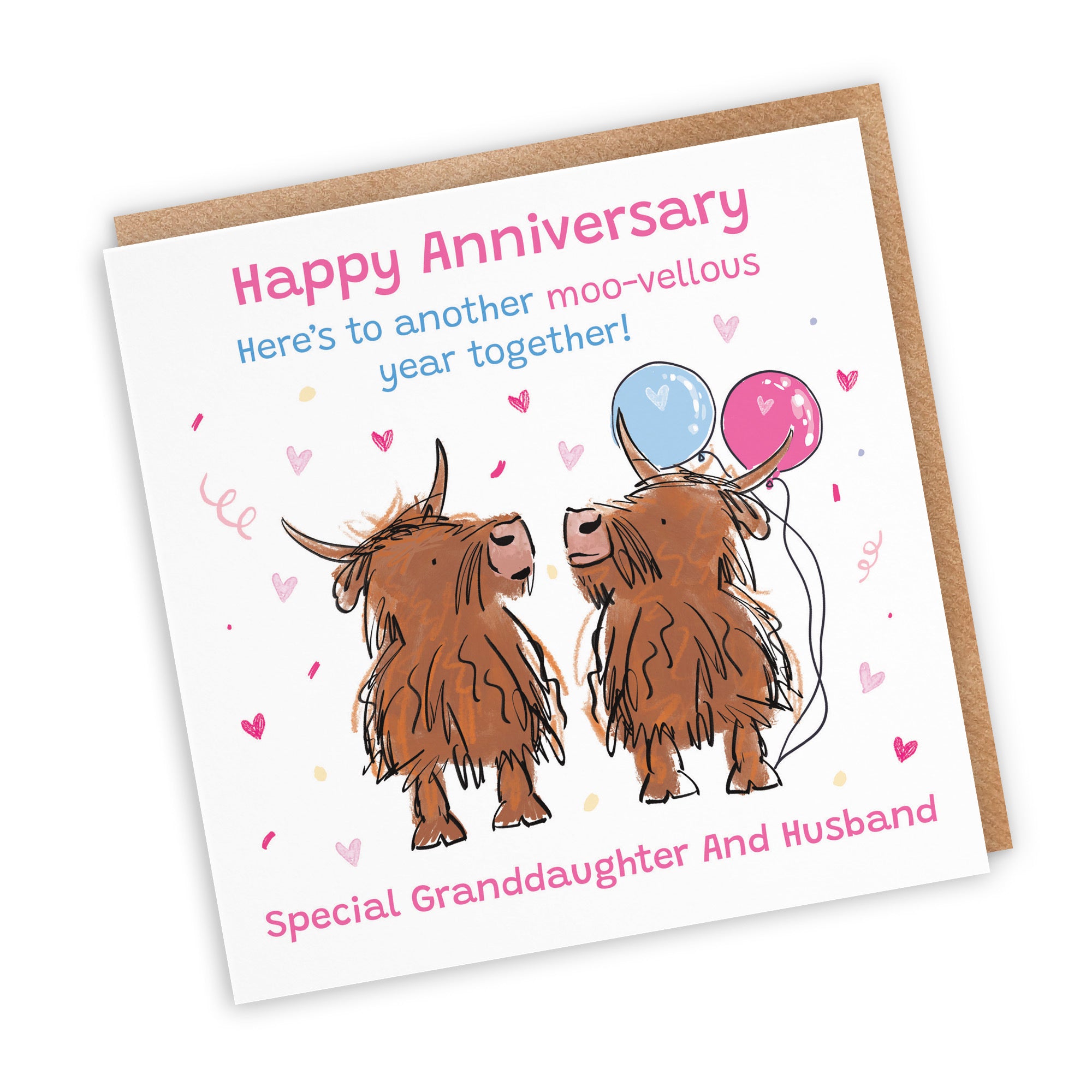 Granddaughter And Husband Anniversary Card Highland Cows Animal Party - Default Title (RM00807)