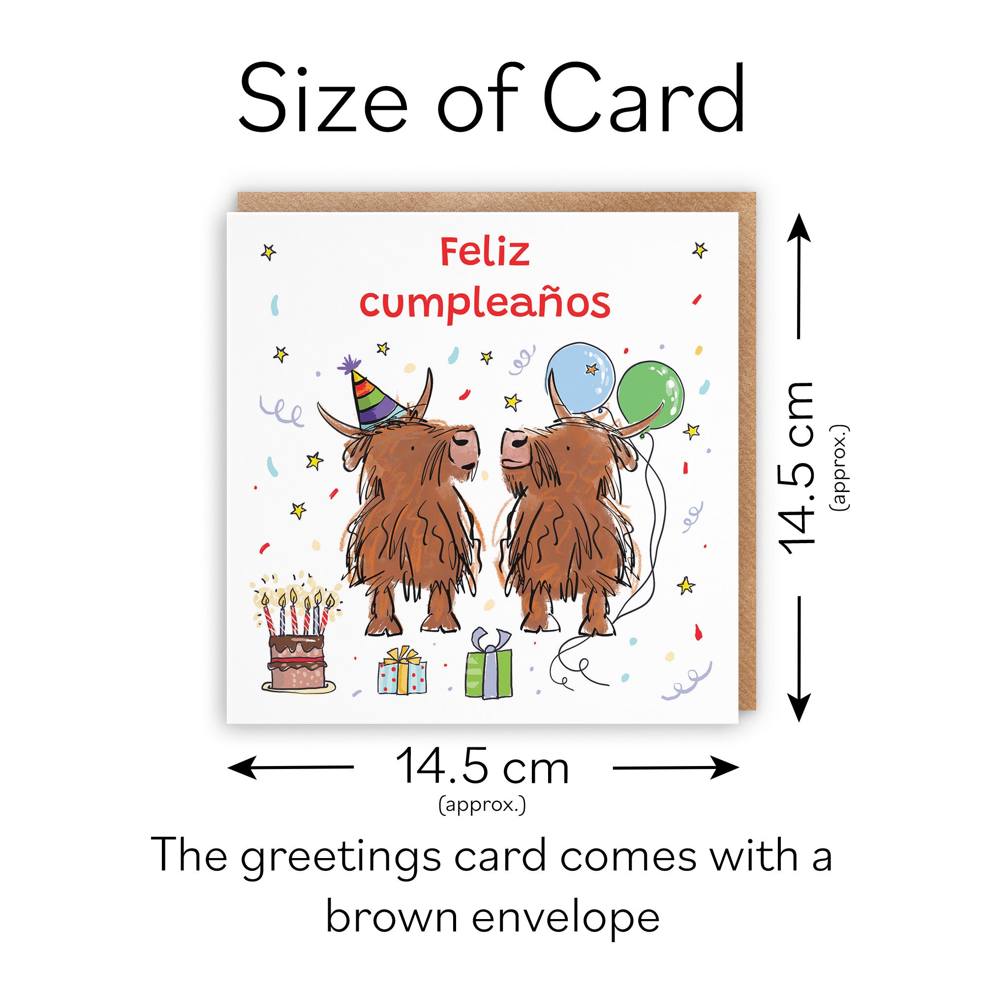 Spanish Language Birthday Card Highland Cows Animal Party - Default Title (RM00810)