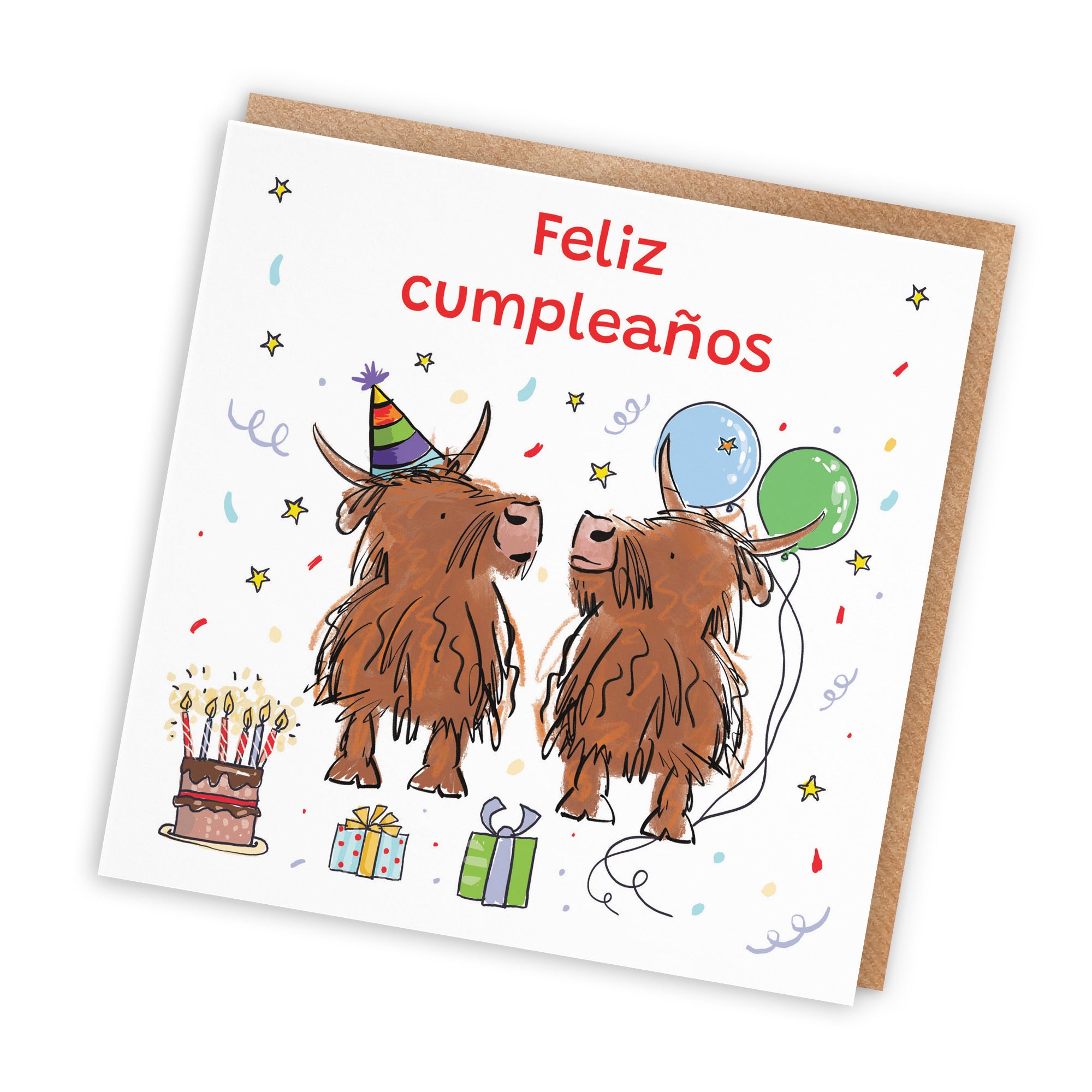 Spanish Language Birthday Card Highland Cows Animal Party - Default Title (RM00810)