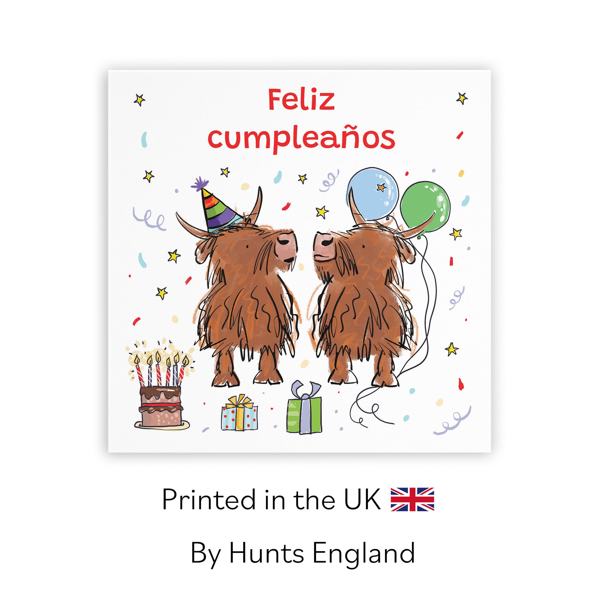 Spanish Language Birthday Card Highland Cows Animal Party - Default Title (RM00810)