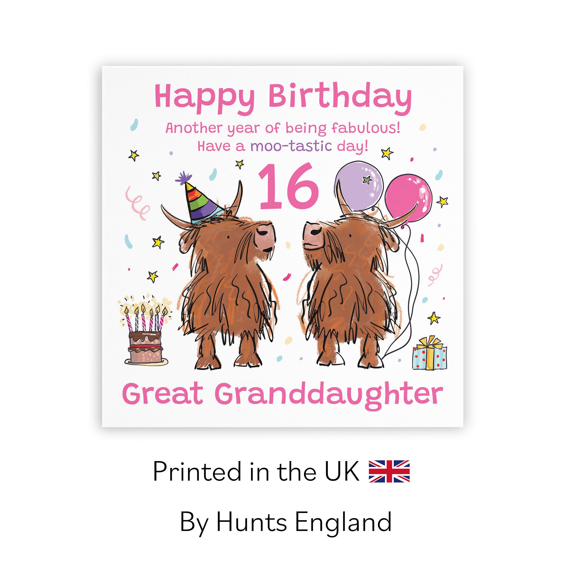 16th Great Granddaughter Birthday Card Highland Cows Animal Party - Default Title (RM00813)