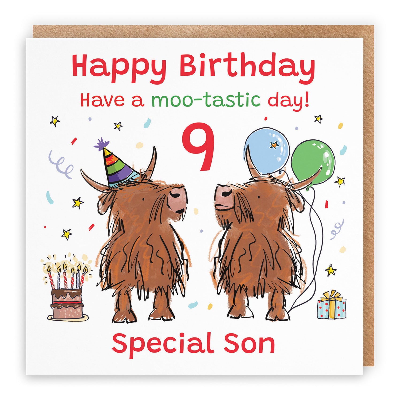 9th Son Birthday Card Highland Cows Animal Party - Default Title (RM00814)