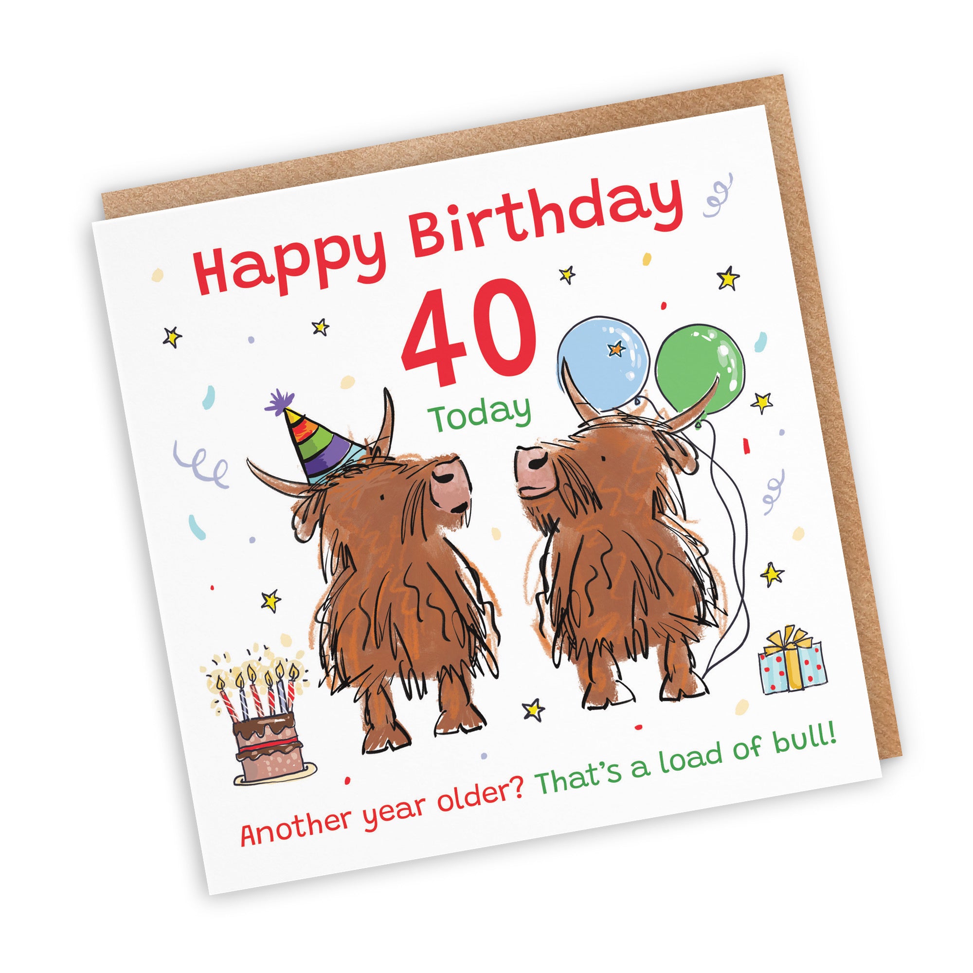 40th Birthday Card Highland Cows Animal Party - Default Title (RM00816)