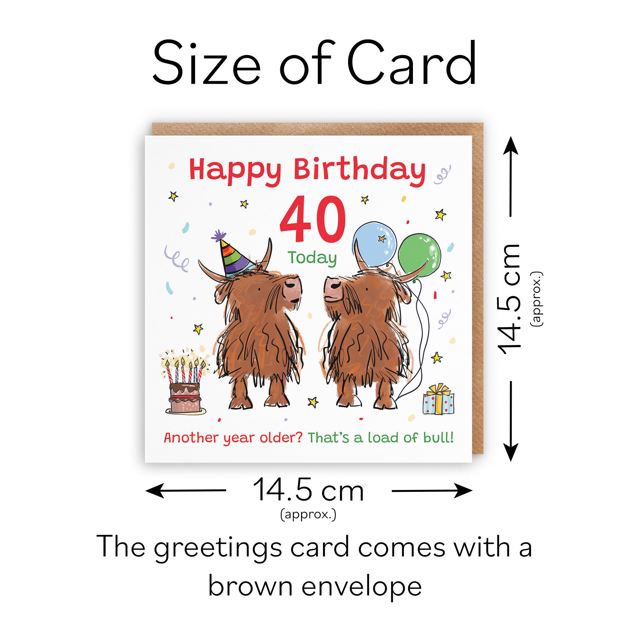 40th Birthday Card Highland Cows Animal Party - Default Title (RM00816)
