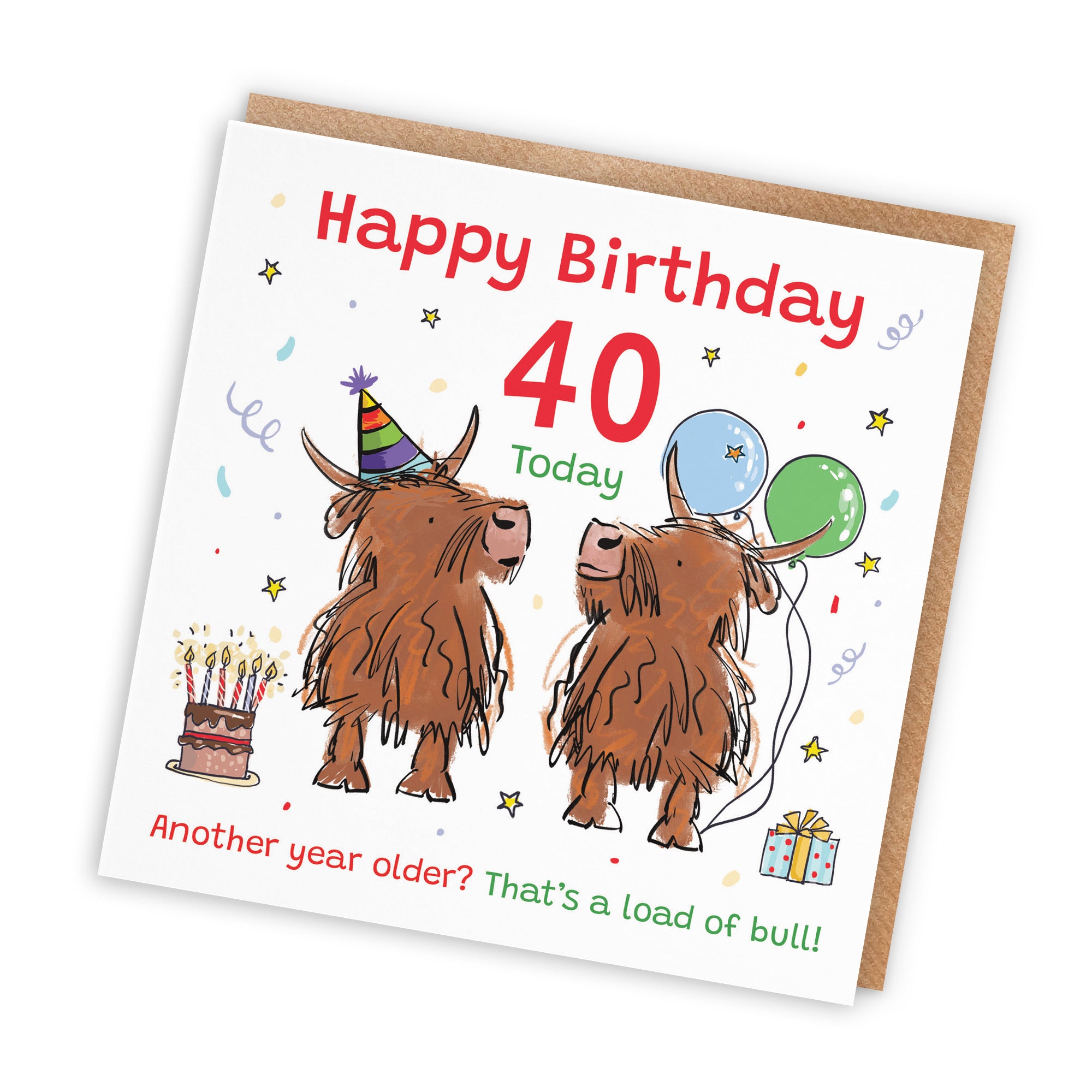 40th Birthday Card Highland Cows Animal Party - Default Title (RM00816)