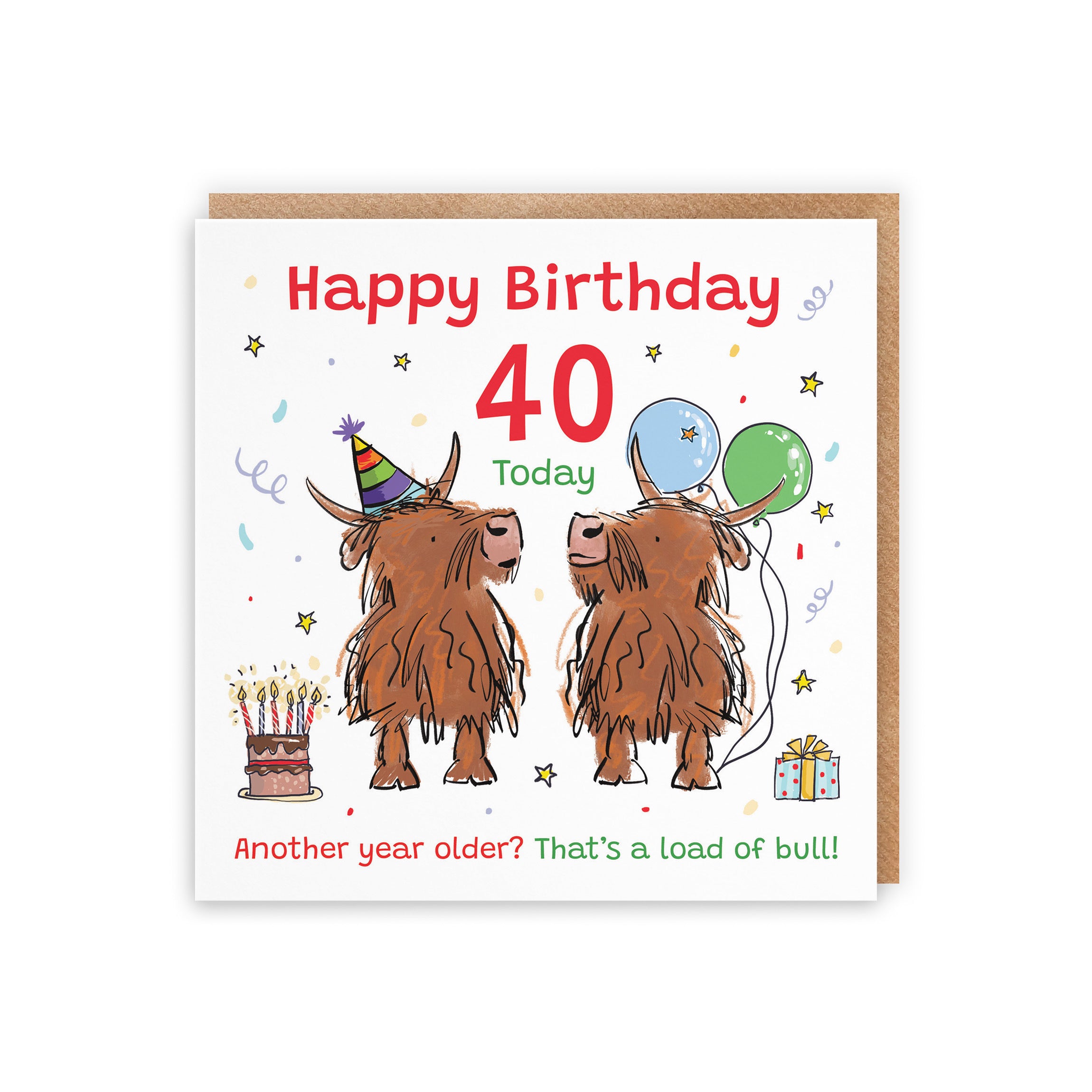 40th Birthday Card Highland Cows Animal Party - Default Title (RM00816)