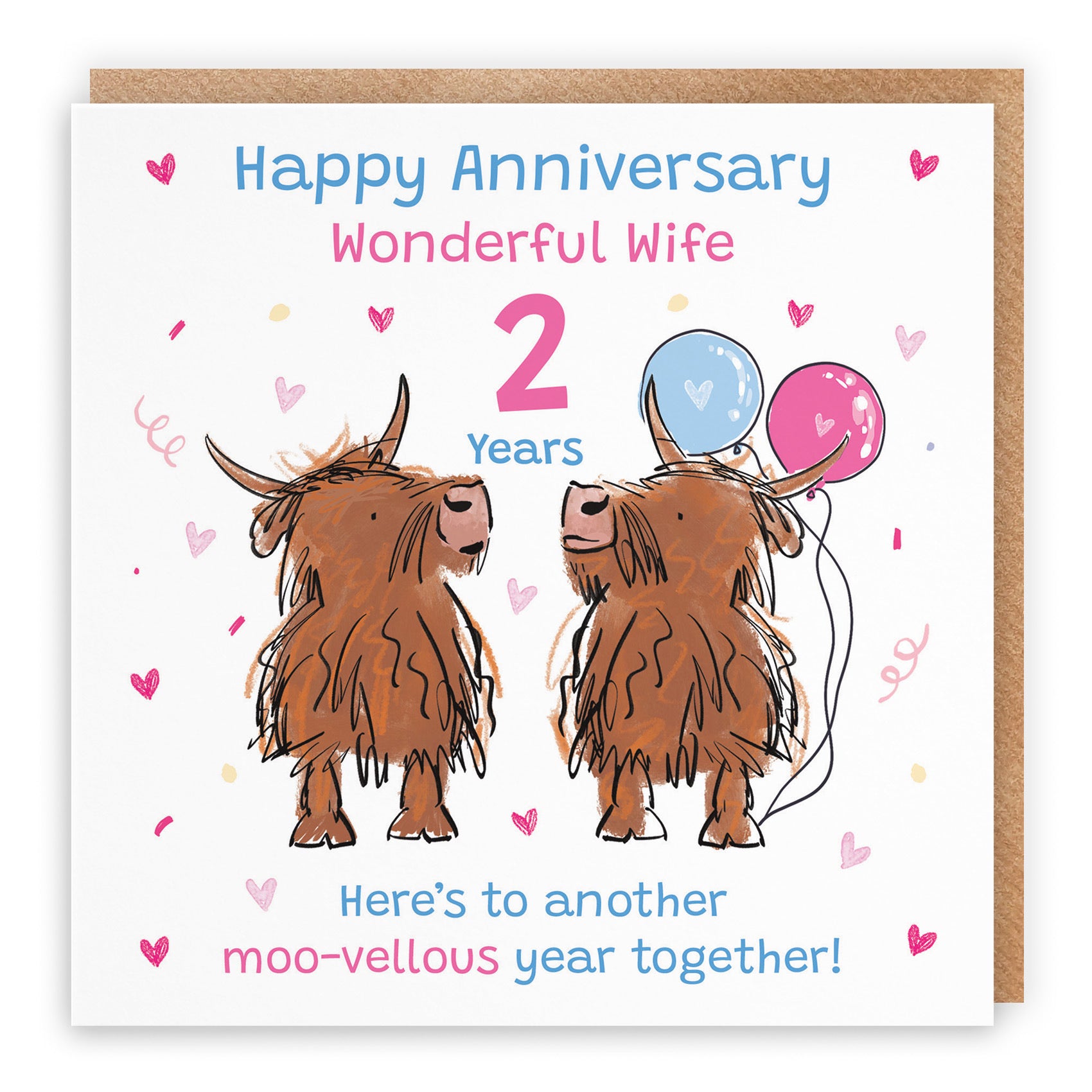 2nd Wife Anniversary Card Highland Cows Animal Party - Default Title (RM00819)