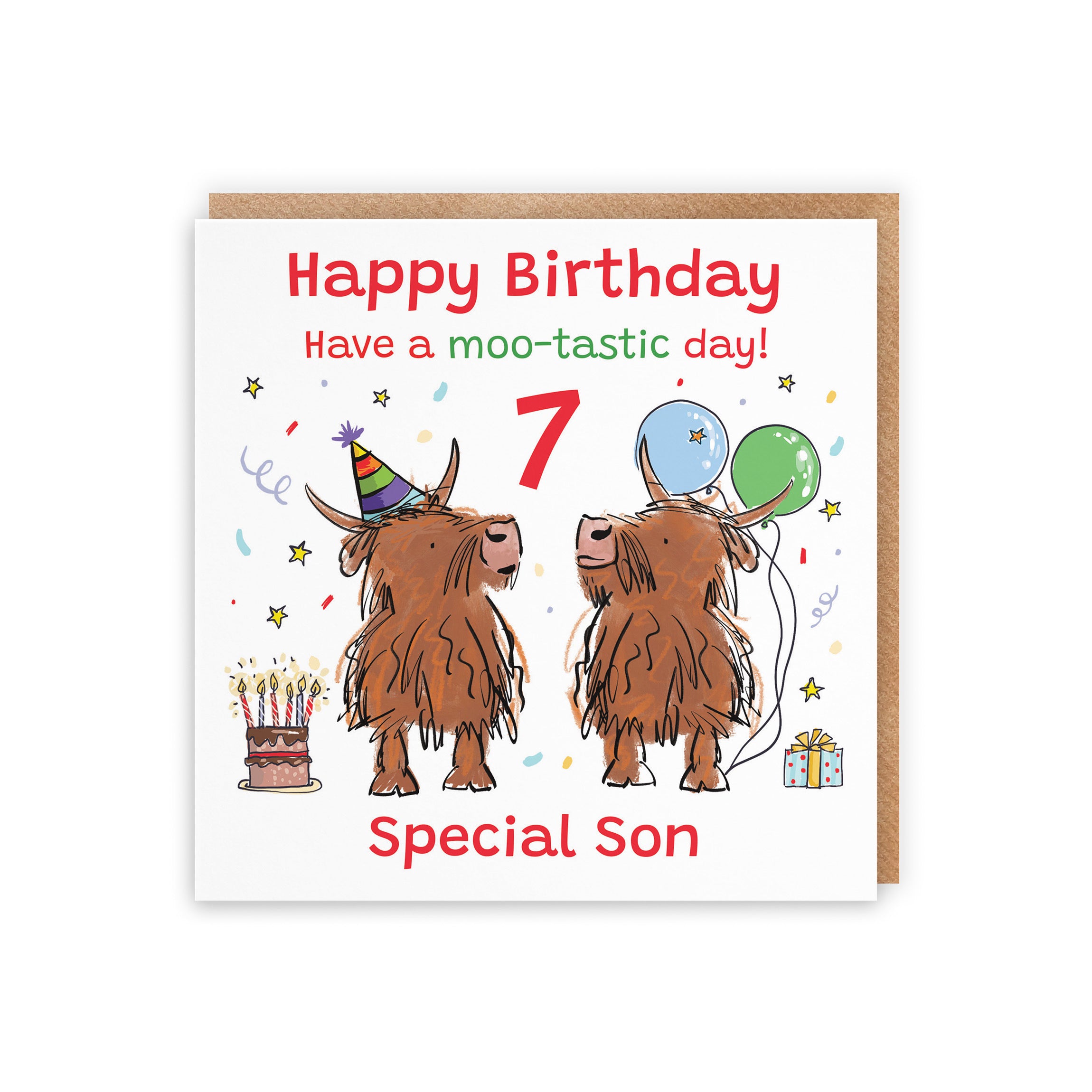 7th Son Birthday Card Highland Cows Animal Party - Default Title (RM00823)