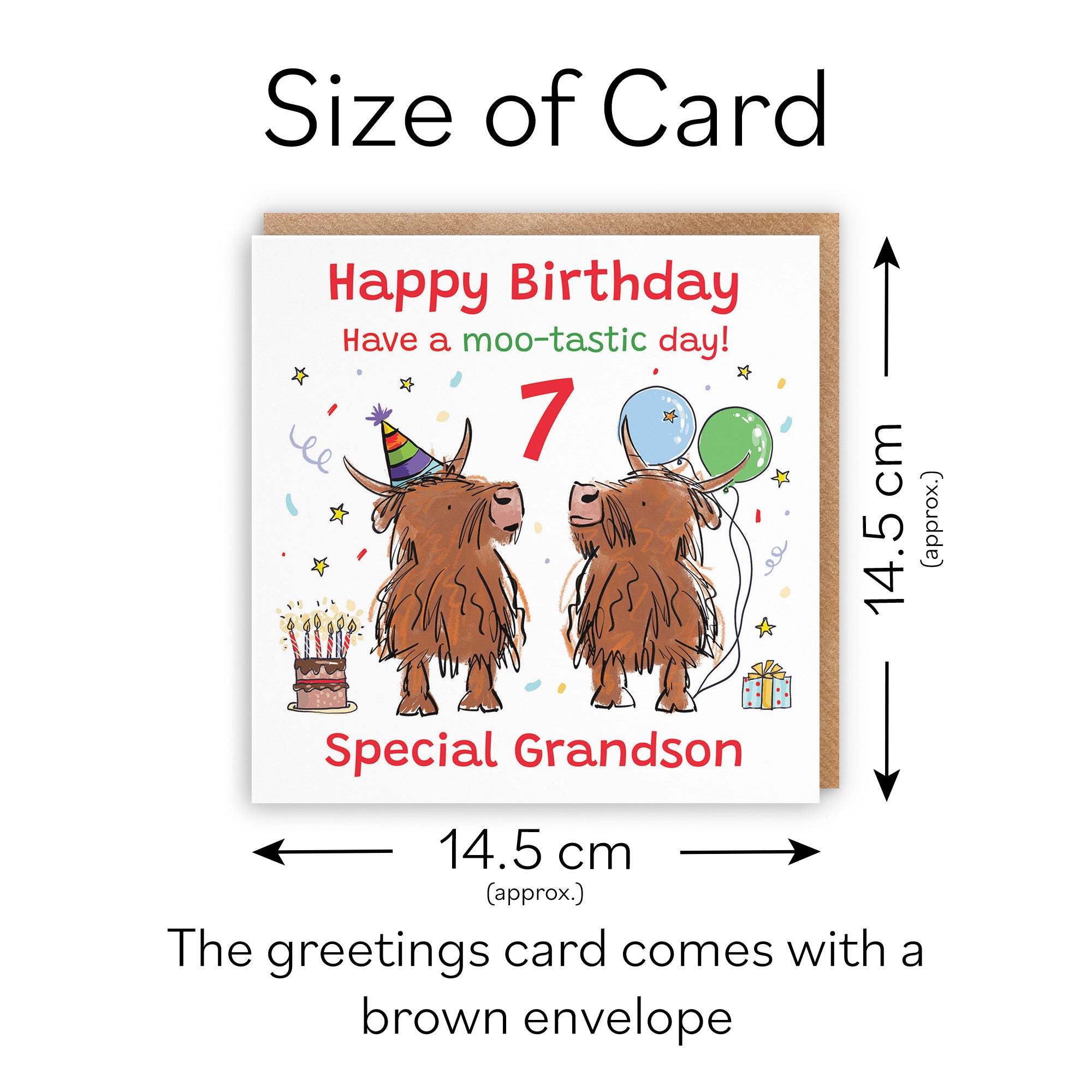 7th Grandson Birthday Card Highland Cows Animal Party - Default Title (RM00825)