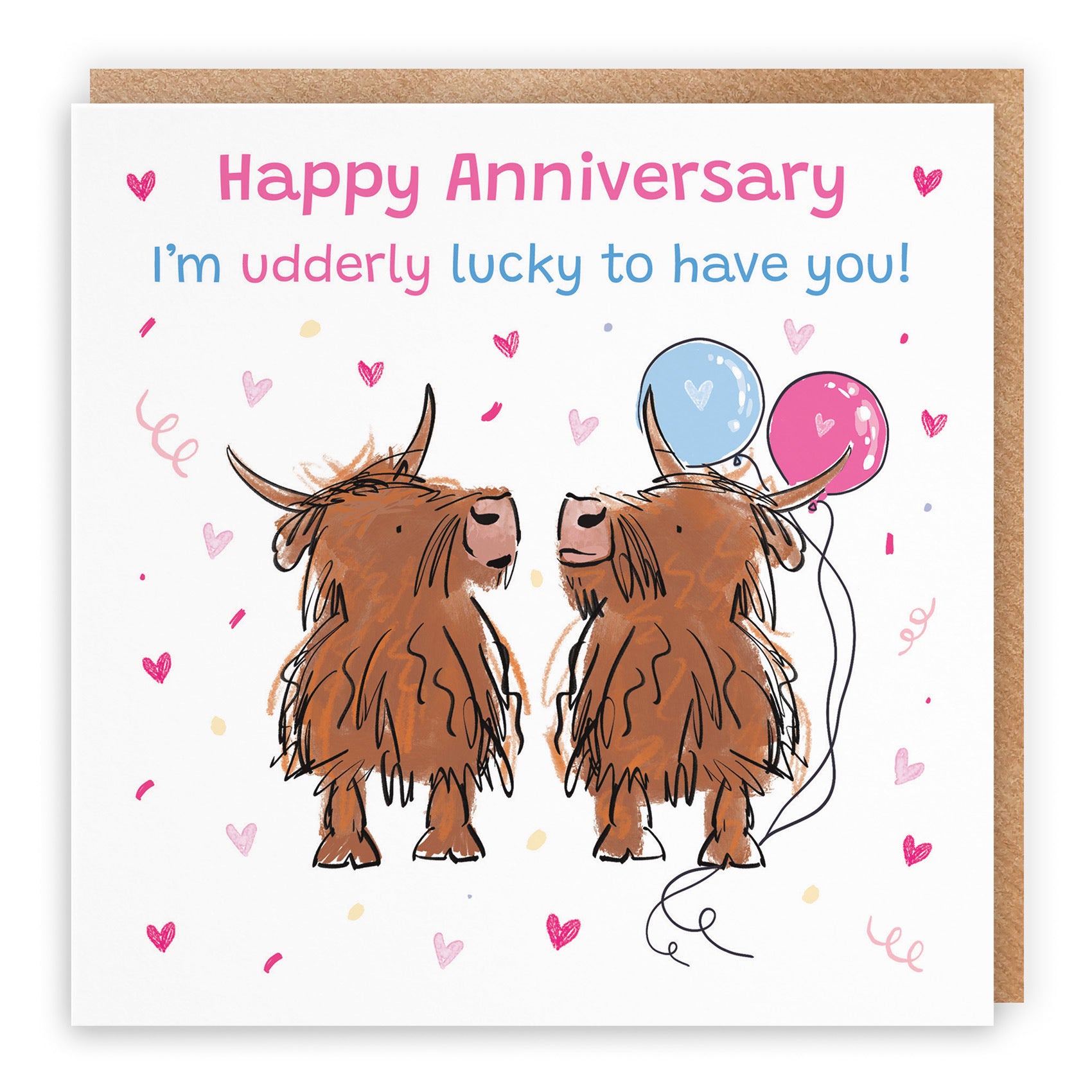 Anniversary Card Highland Cows Udderly Lucky Animal Party - Default Title (RM00827)