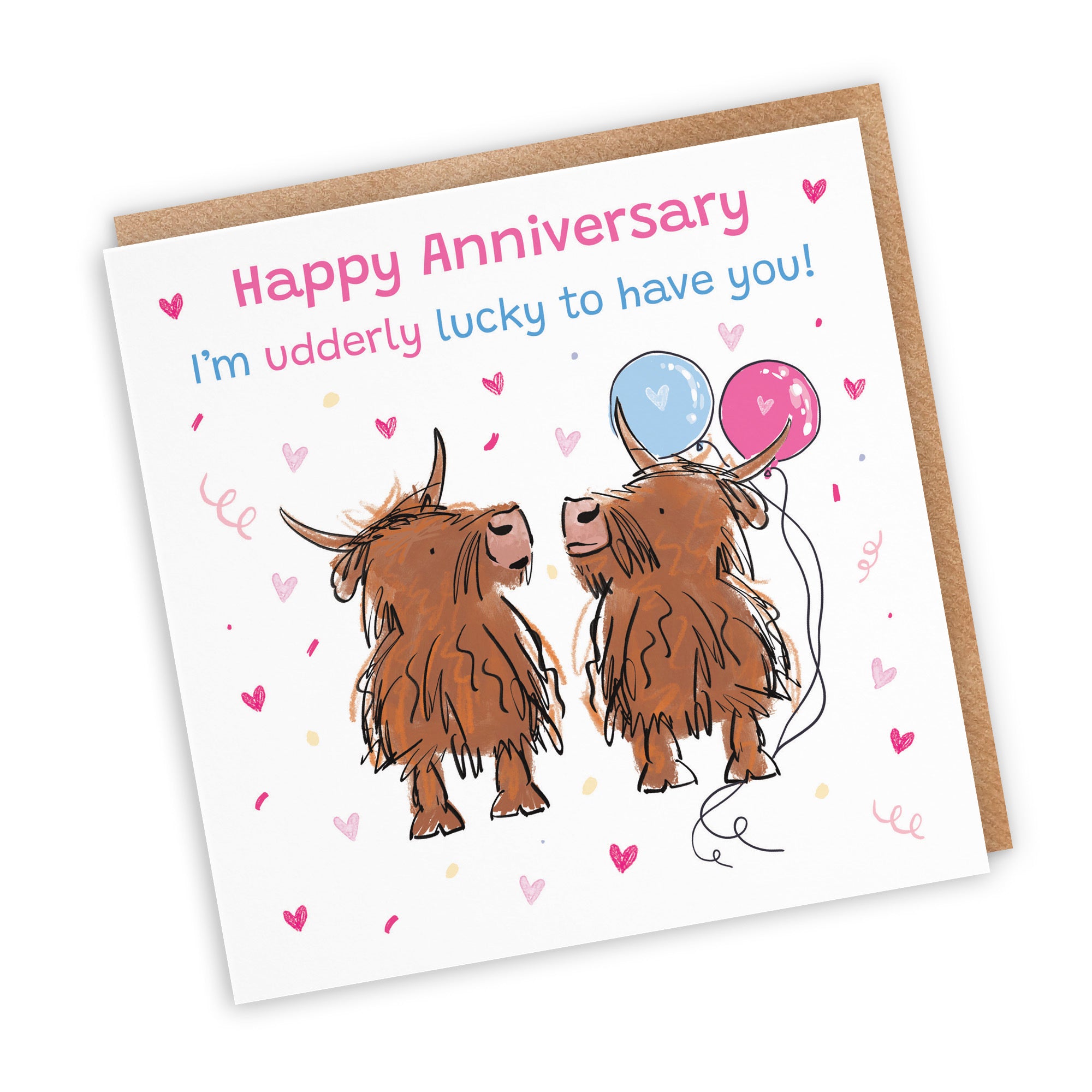 Anniversary Card Highland Cows Udderly Lucky Animal Party - Default Title (RM00827)
