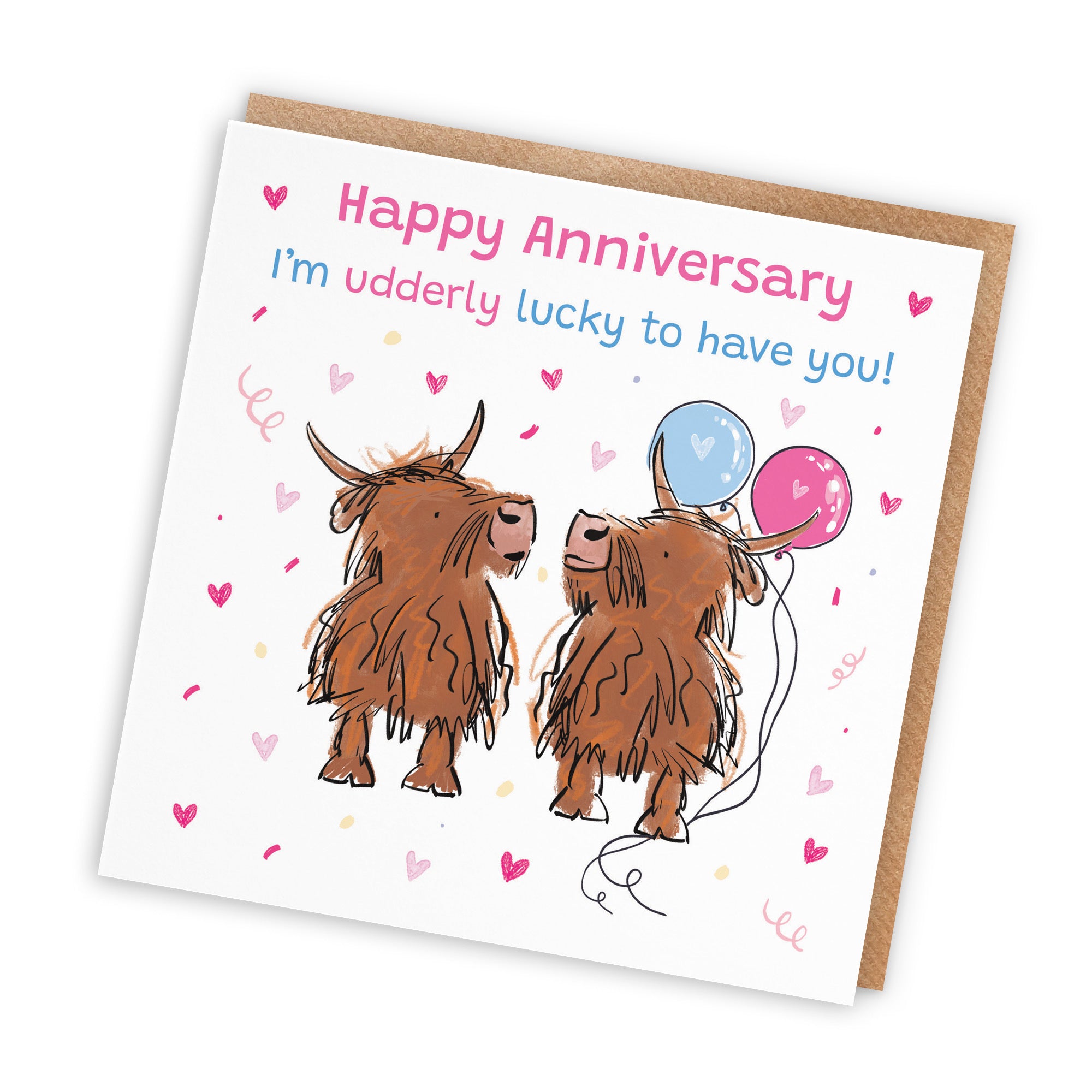 Anniversary Card Highland Cows Udderly Lucky Animal Party - Default Title (RM00827)