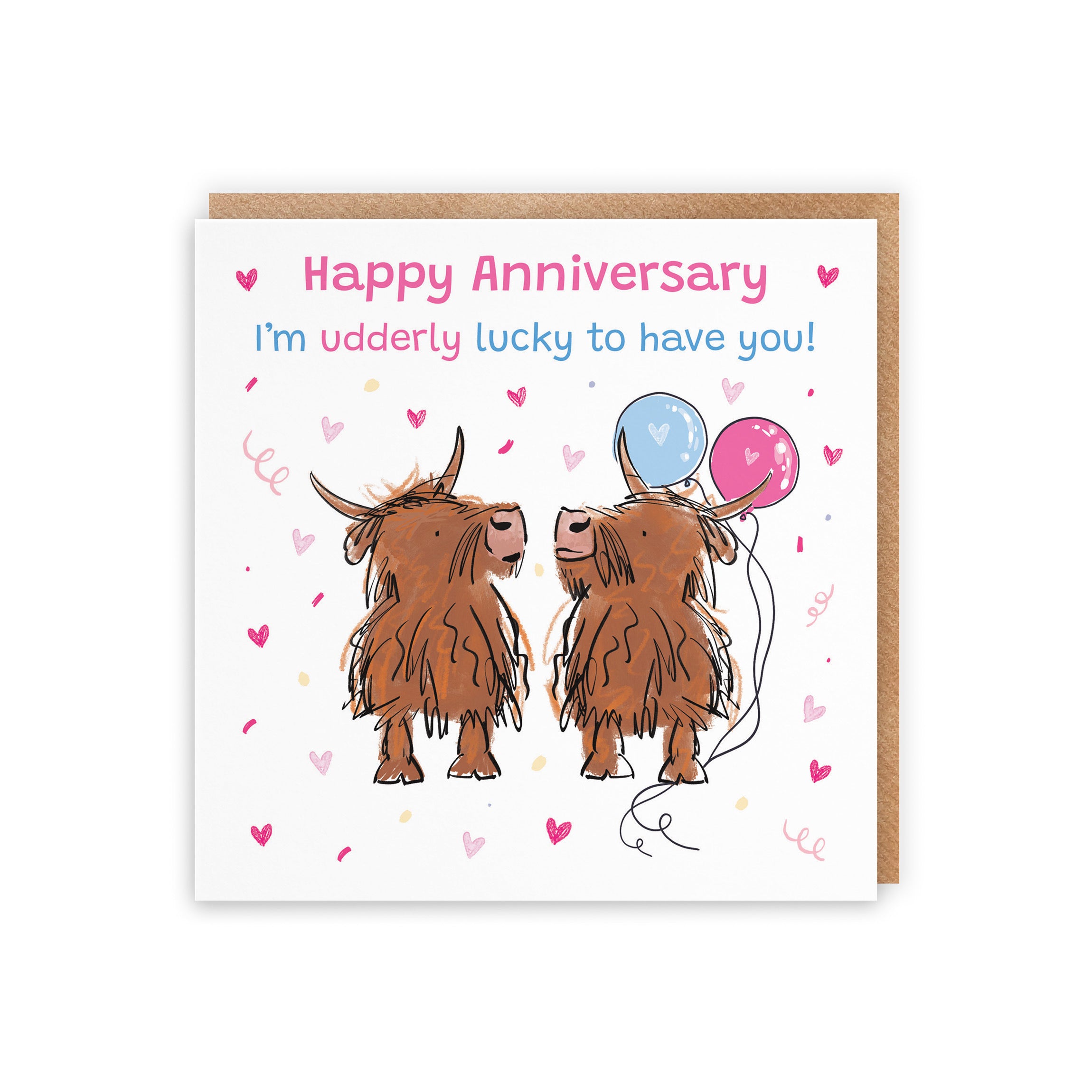 Anniversary Card Highland Cows Udderly Lucky Animal Party - Default Title (RM00827)