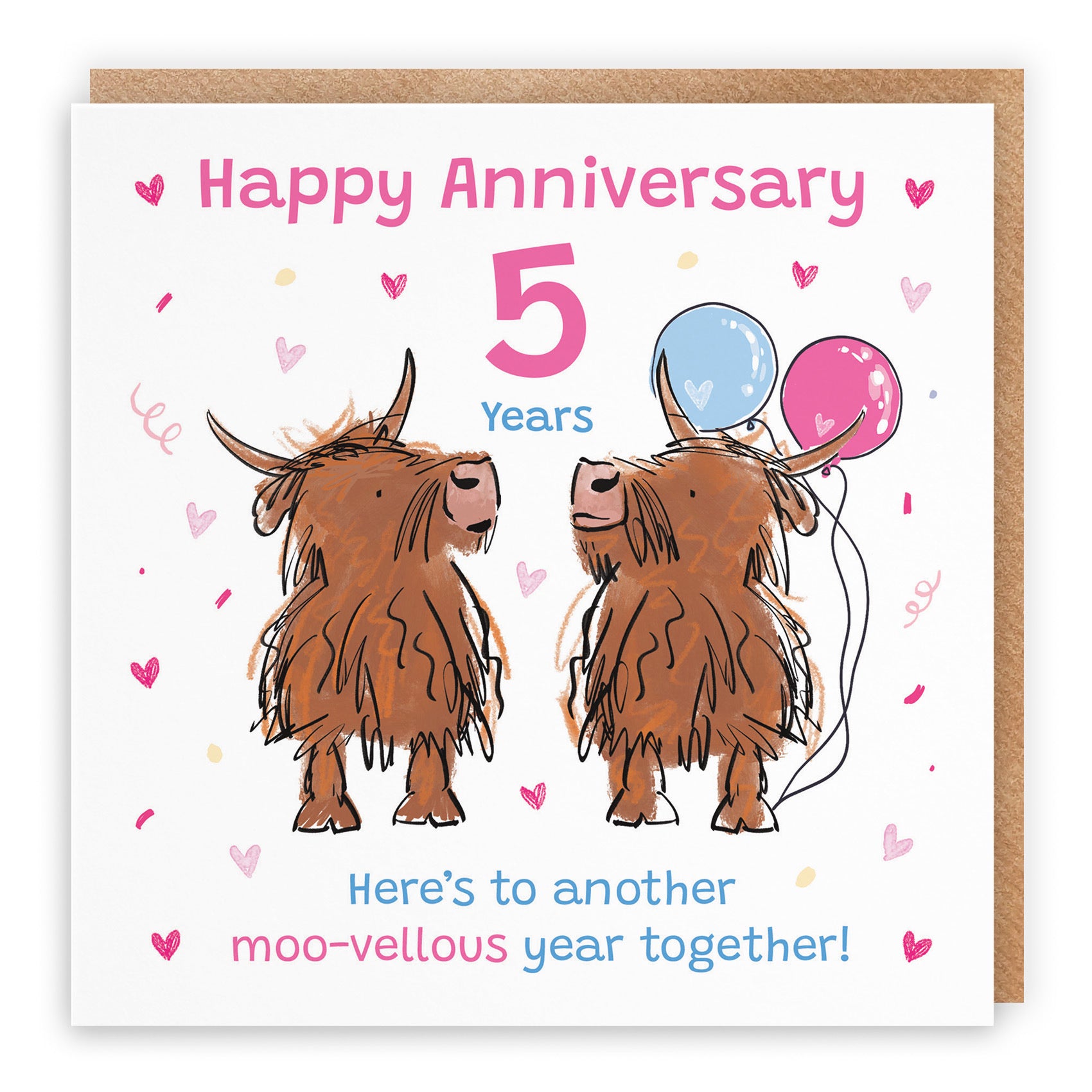 5th Anniversary Card Highland Cows Animal Party - Default Title (RM00829)