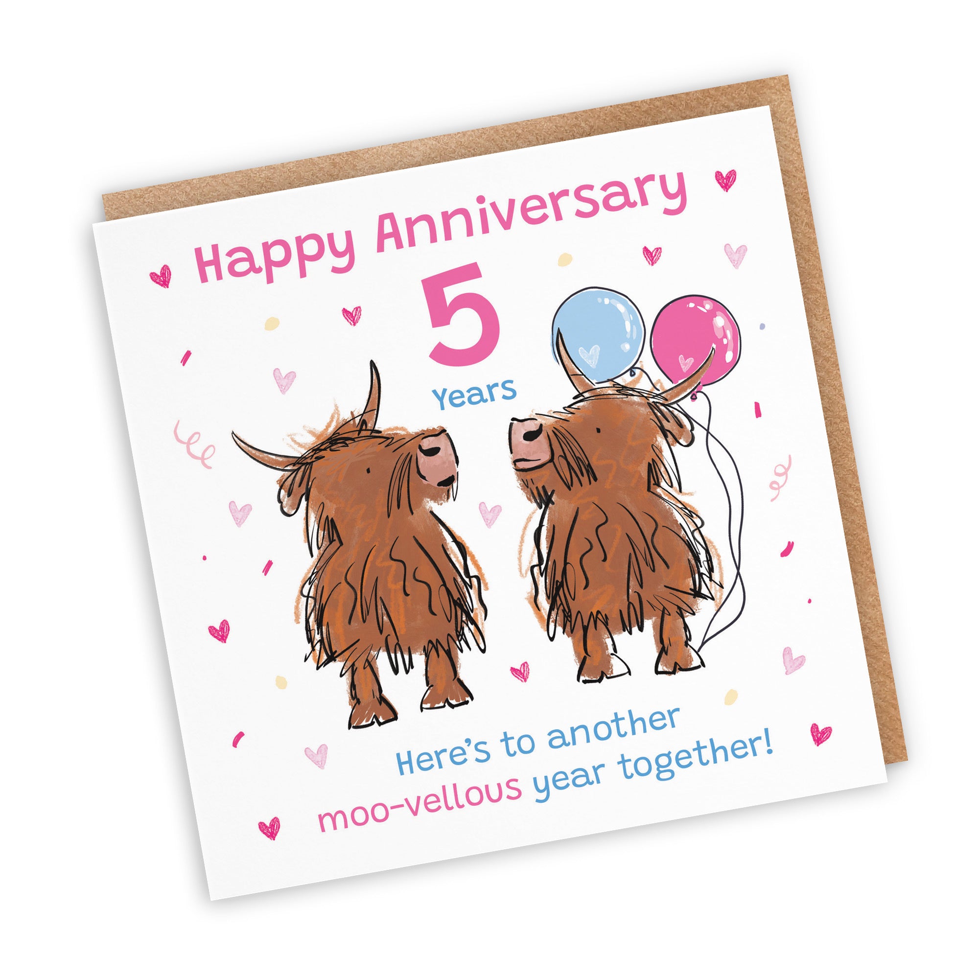 5th Anniversary Card Highland Cows Animal Party - Default Title (RM00829)