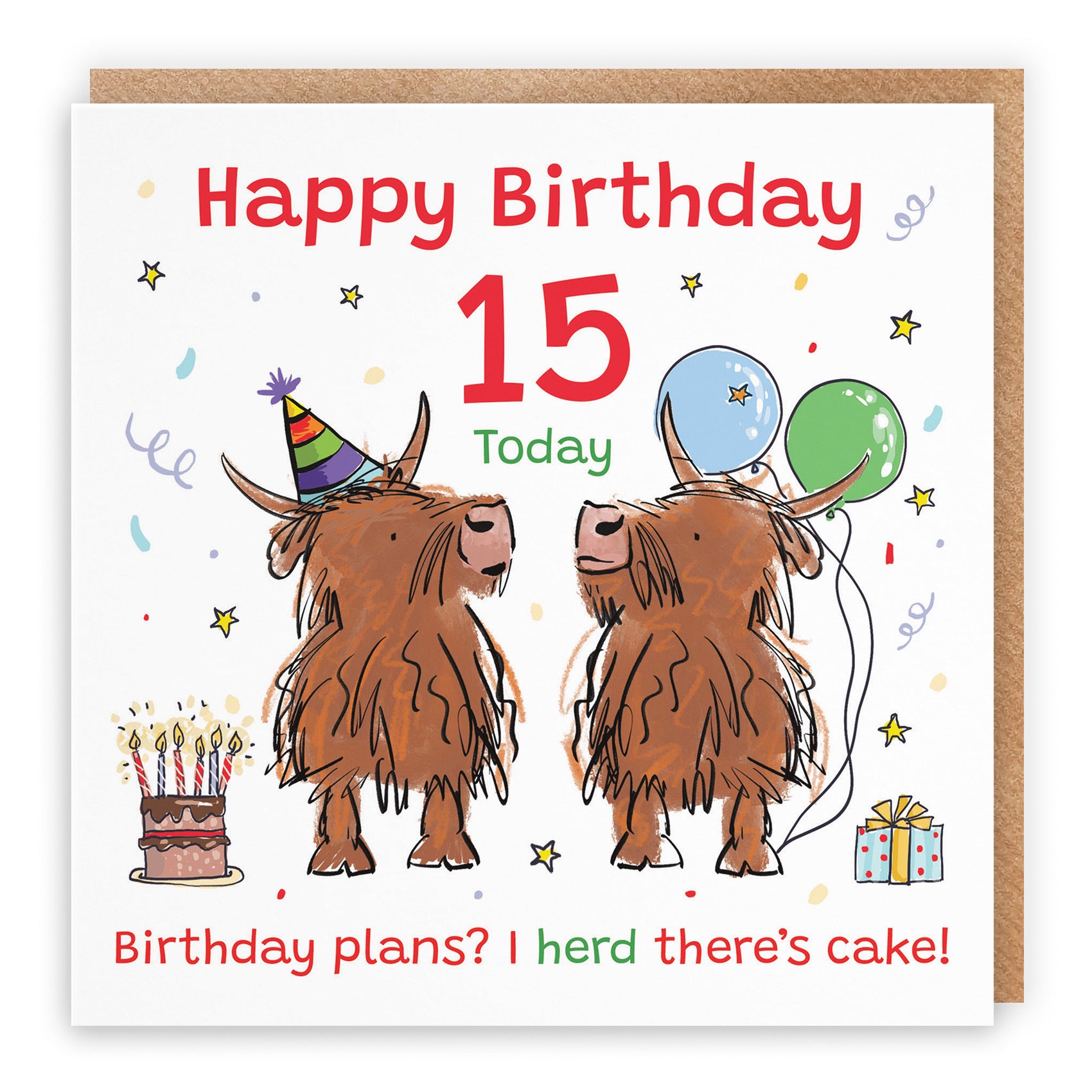 15th Birthday Card Highland Cows Animal Party - Default Title (RM00831)