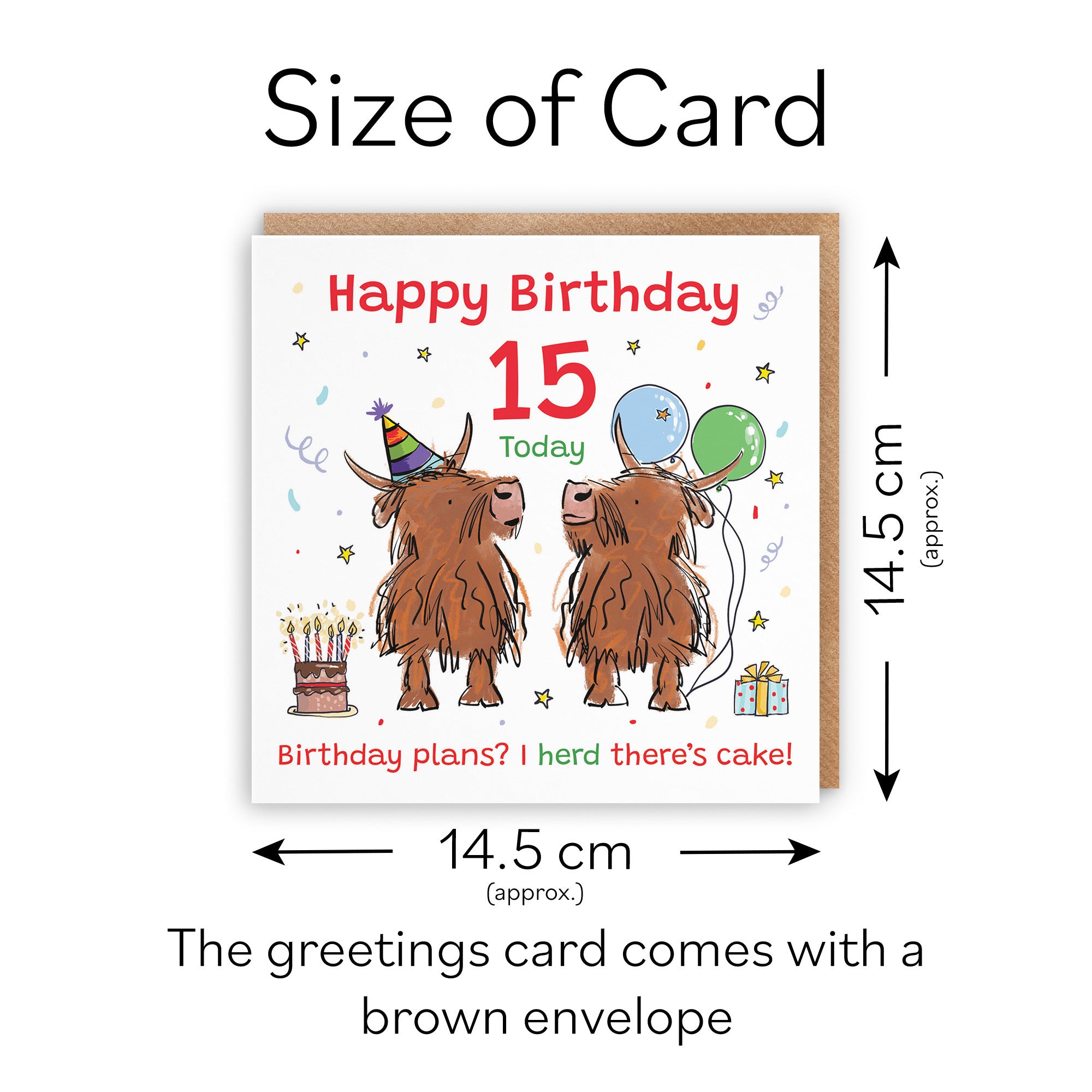 15th Birthday Card Highland Cows Animal Party - Default Title (RM00831)