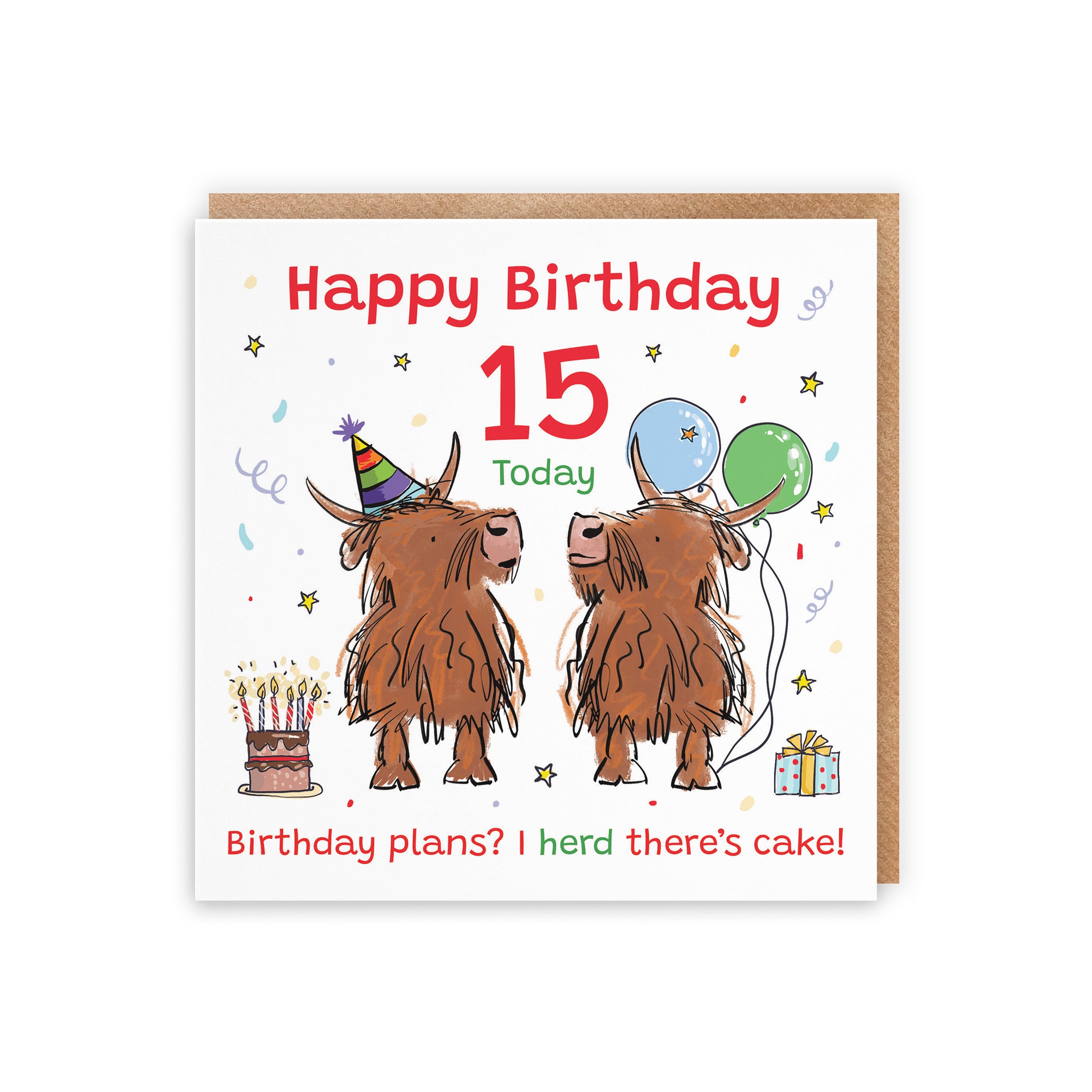 15th Birthday Card Highland Cows Animal Party - Default Title (RM00831)
