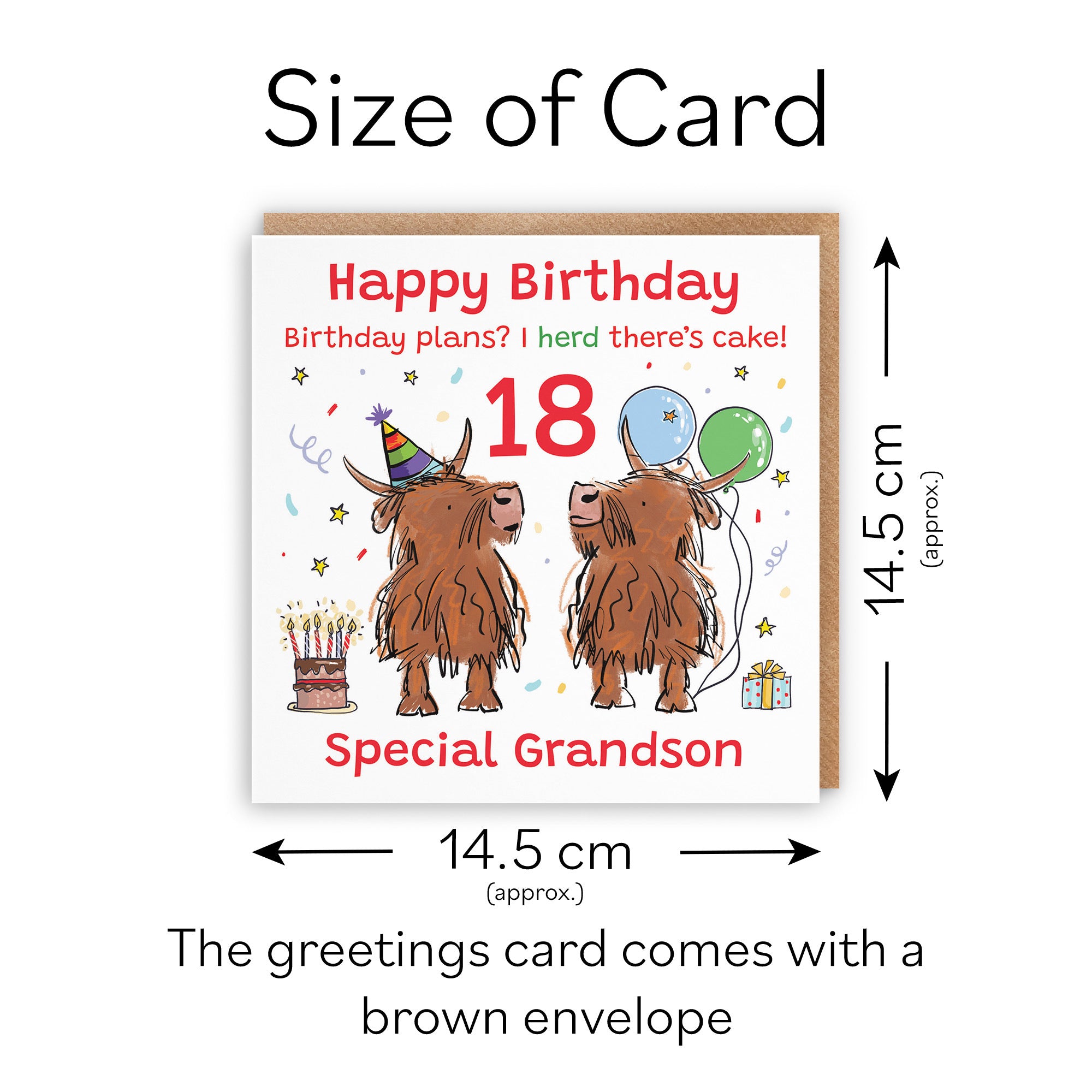 18th Grandson Birthday Card Highland Cows Animal Party - Default Title (RM00837)