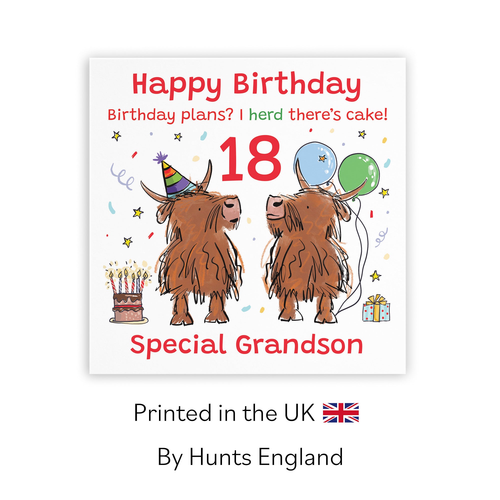 18th Grandson Birthday Card Highland Cows Animal Party - Default Title (RM00837)
