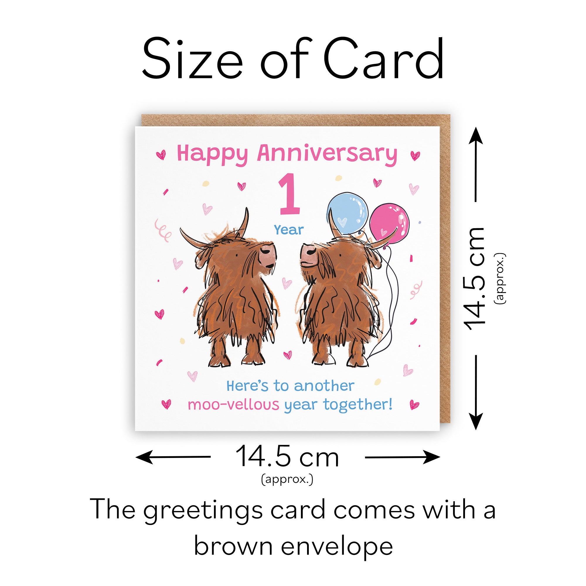 1st Anniversary Card Highland Cows Animal Party - Default Title (RM00838)