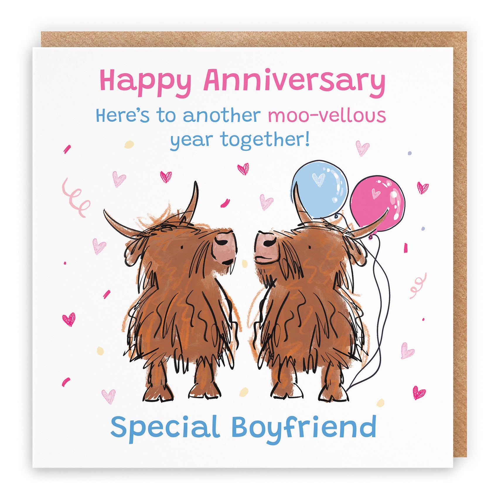 Boyfriend Anniversary Card Highland Cows Animal Party - Default Title (RM00839)