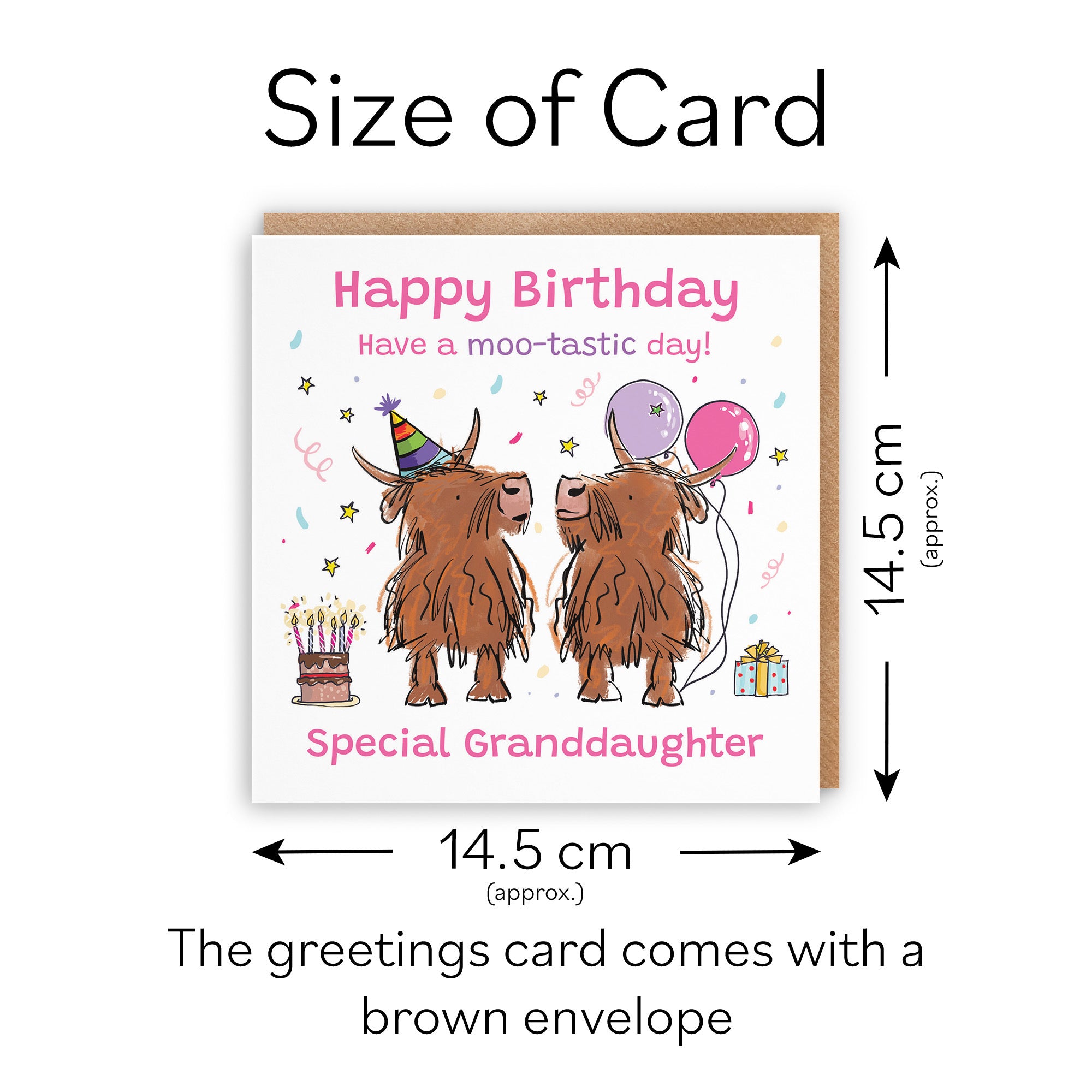 Granddaughter Birthday Card Highland Cows Animal Party - Default Title (RM00840)