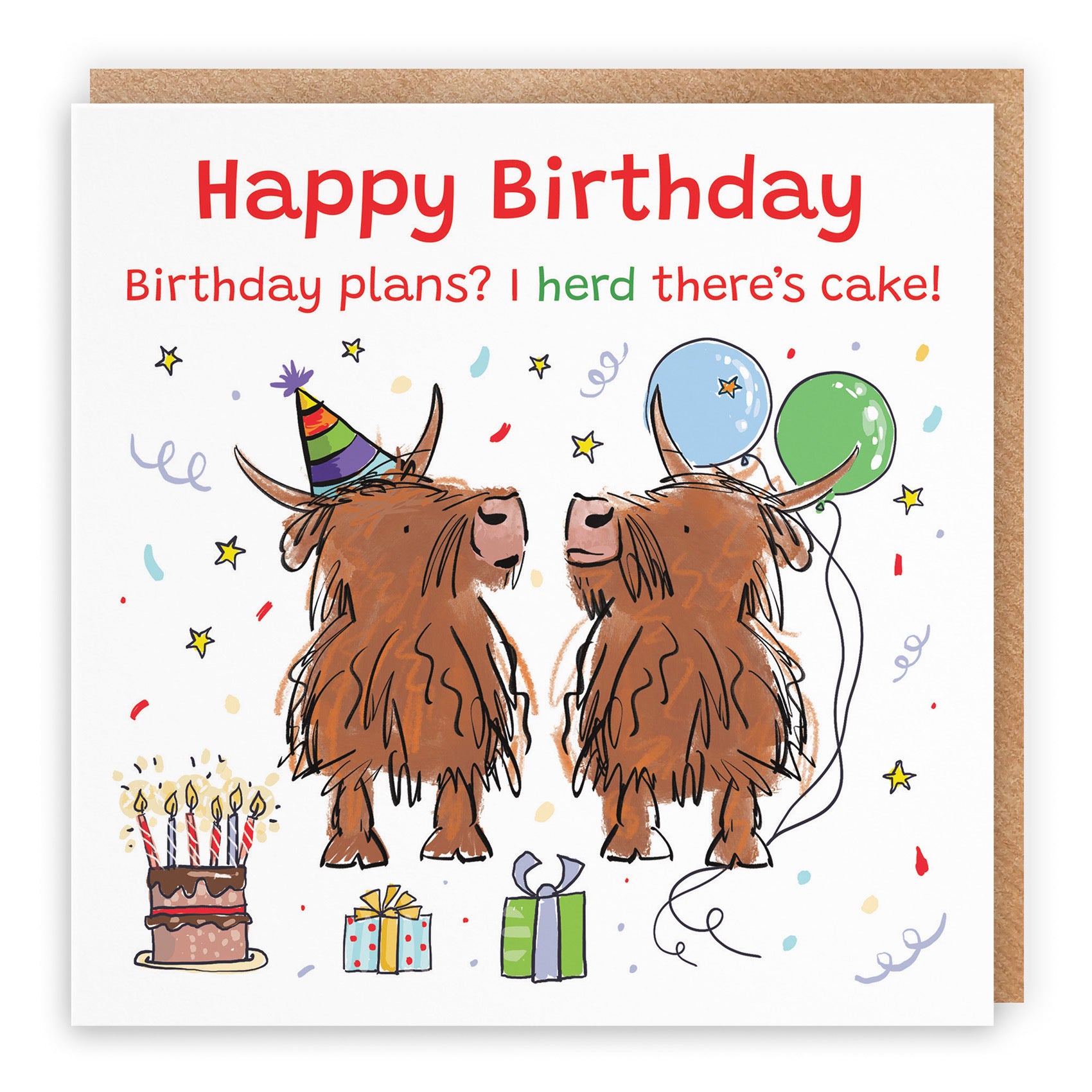General Birthday Card Highland Cows Animal Party - Default Title (RM00844)