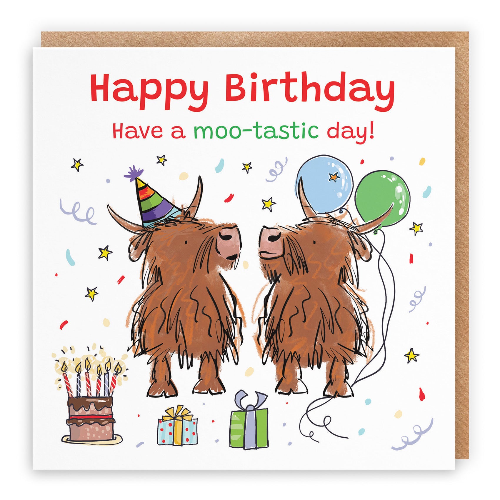 General Birthday Card Highland Cows Moo-tastic Day Animal Party - Default Title (RM00846)
