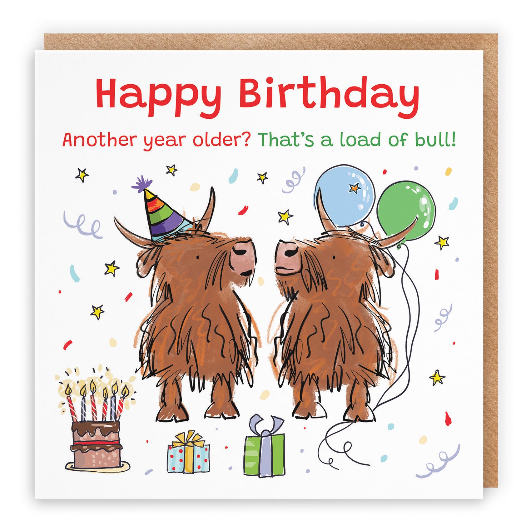 Adults Birthday Card Highland Cows Animal Party - Default Title (RM00847)