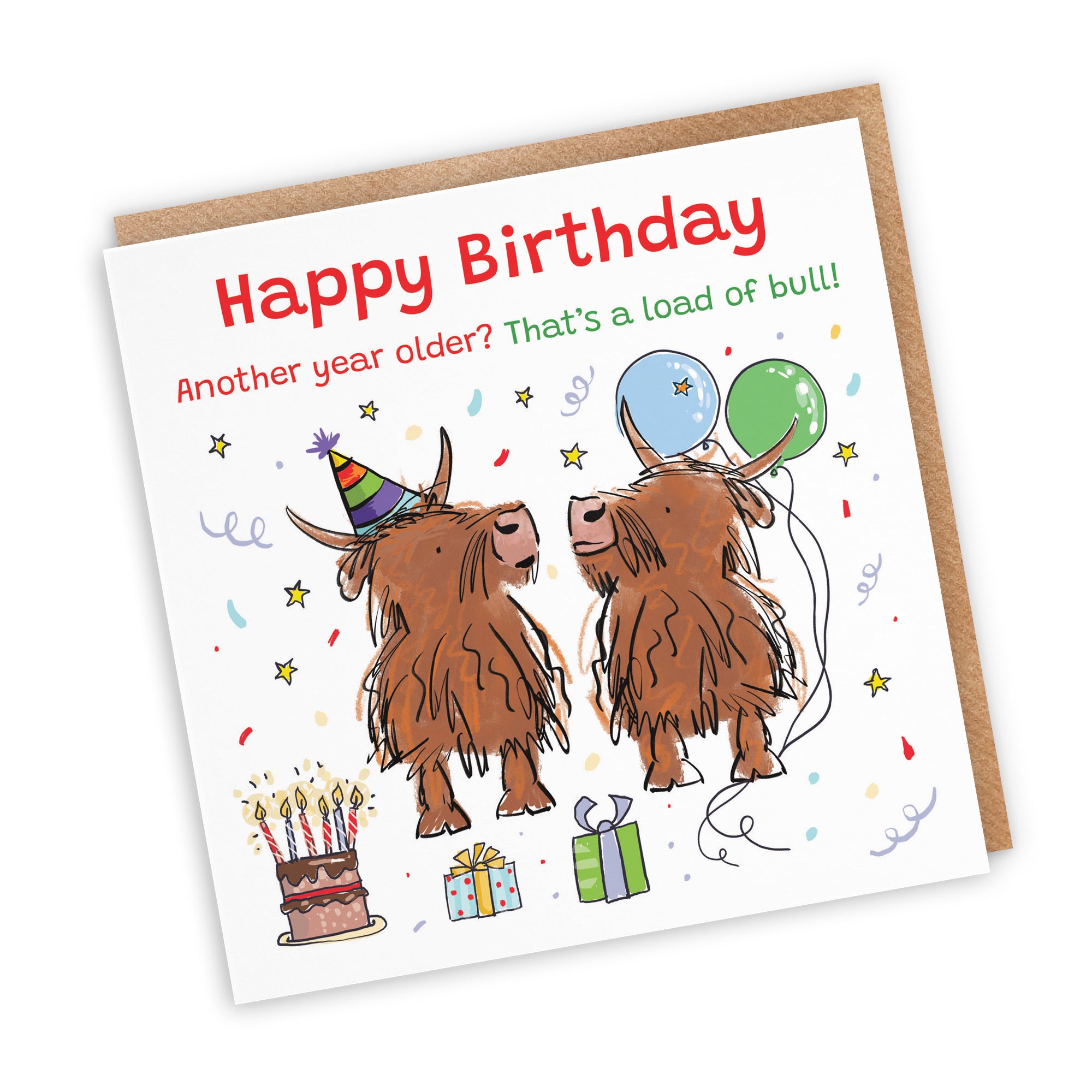 Adults Birthday Card Highland Cows Animal Party - Default Title (RM00847)