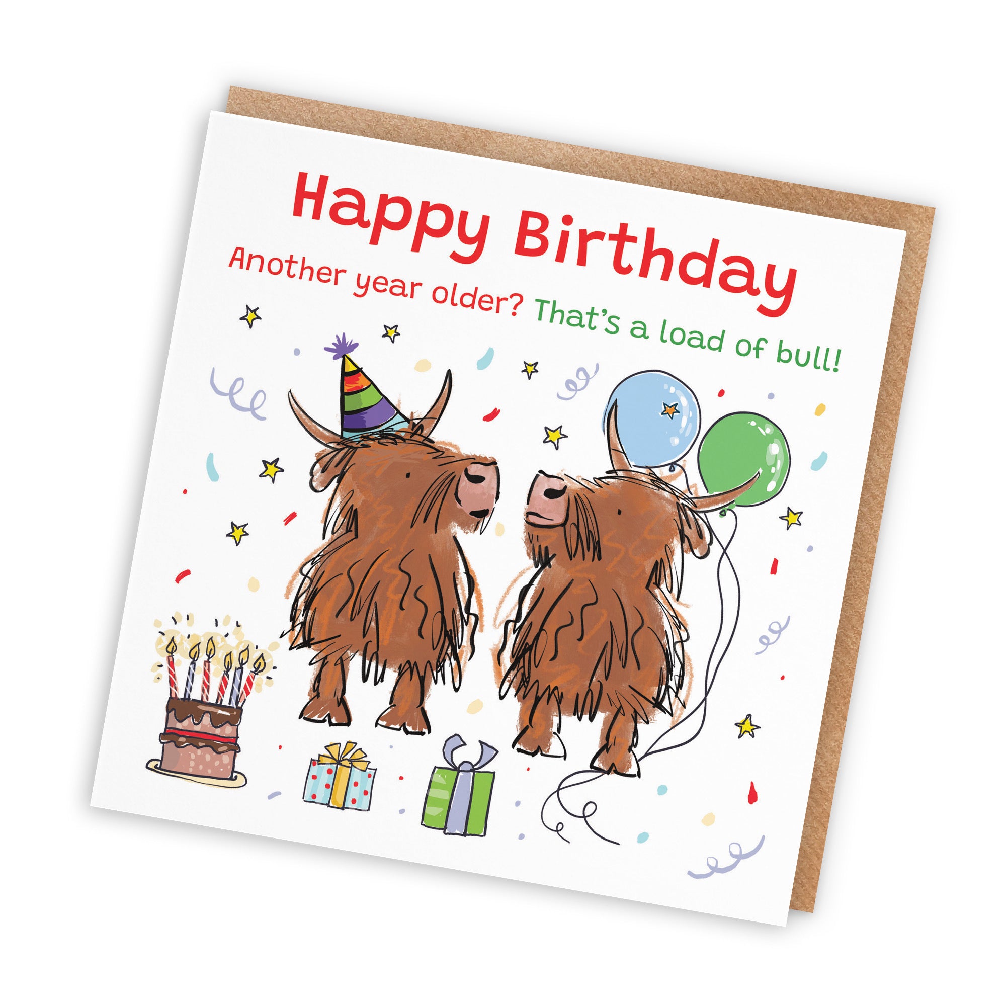 Adults Birthday Card Highland Cows Animal Party - Default Title (RM00847)