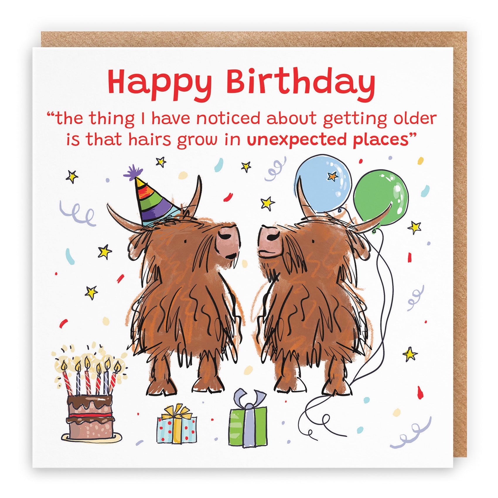 Adults Birthday Card Highland Cows Hairs Grow Animal Party - Default Title (RM00848)