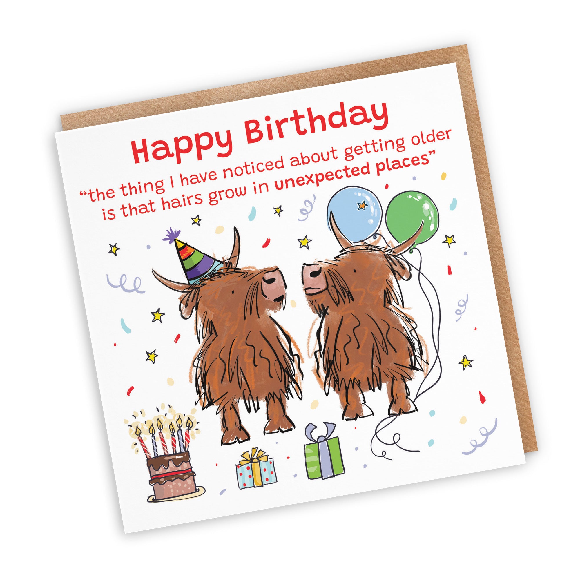Adults Birthday Card Highland Cows Hairs Grow Animal Party - Default Title (RM00848)
