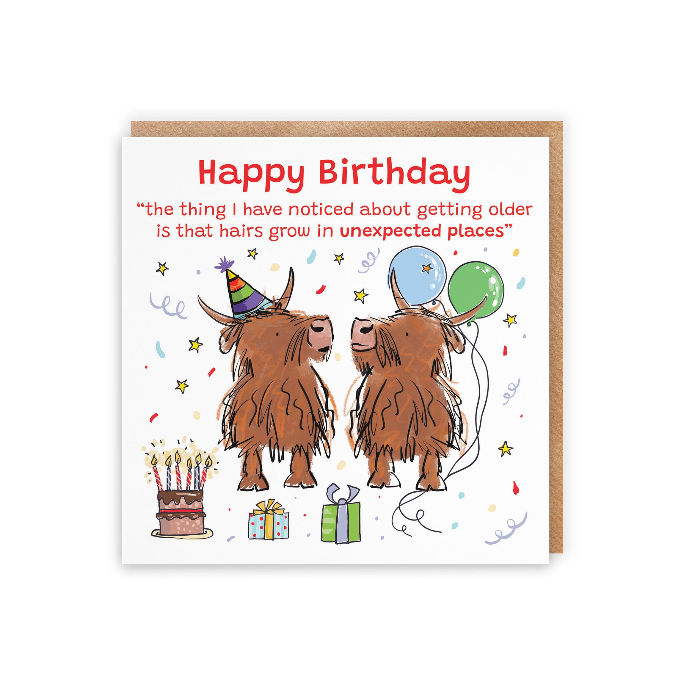 Adults Birthday Card Highland Cows Hairs Grow Animal Party - Default Title (RM00848)
