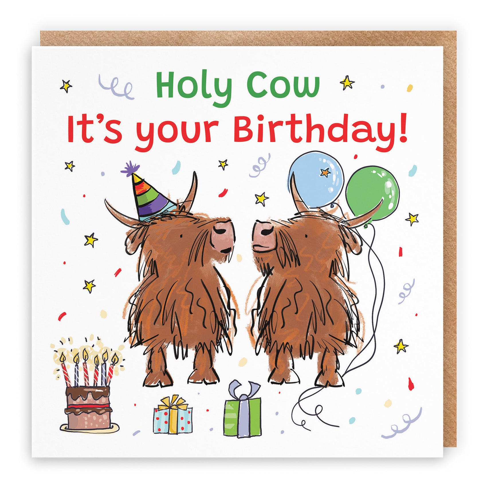 Adults Birthday Card Highland Cows Holy Cow Animal Party - Default Title (RM00849)