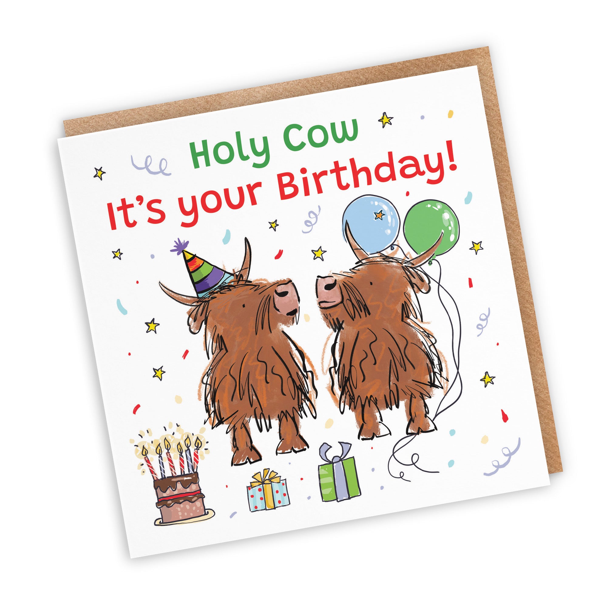 Adults Birthday Card Highland Cows Holy Cow Animal Party - Default Title (RM00849)